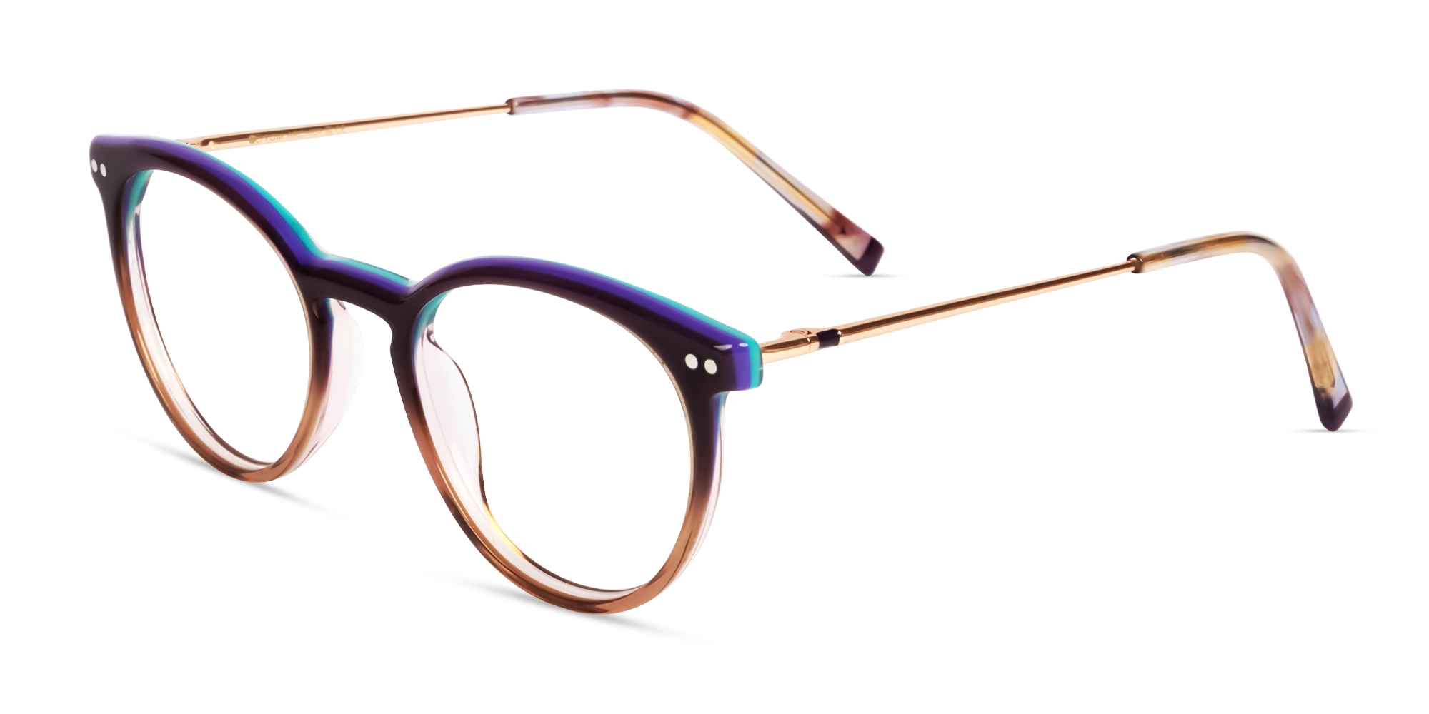Purple & Brown Ombre Round Oval Glasses-3 Purple & Brown Ombre Round Oval Glasses-3