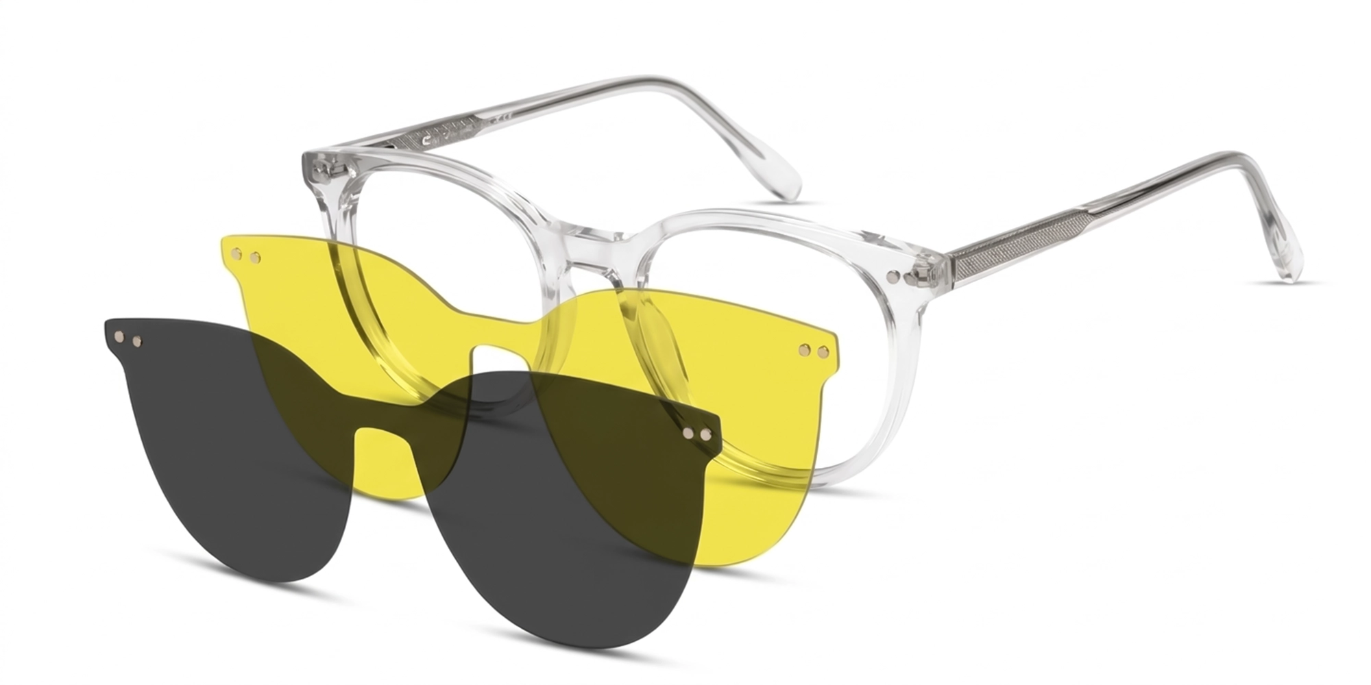 Round Crystal Clear Clip-On Glasses