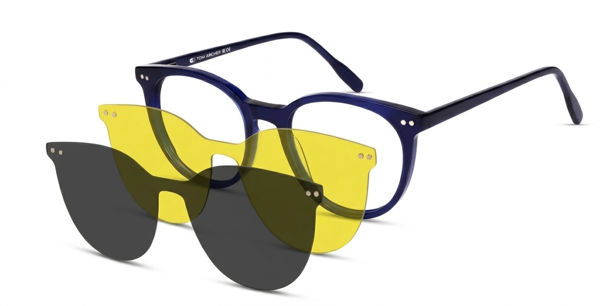 Crystal Blue Frame With Yellow & Grey Magnetic Clipons Crystal Blue Frame With Yellow & Grey Magnetic Clipons