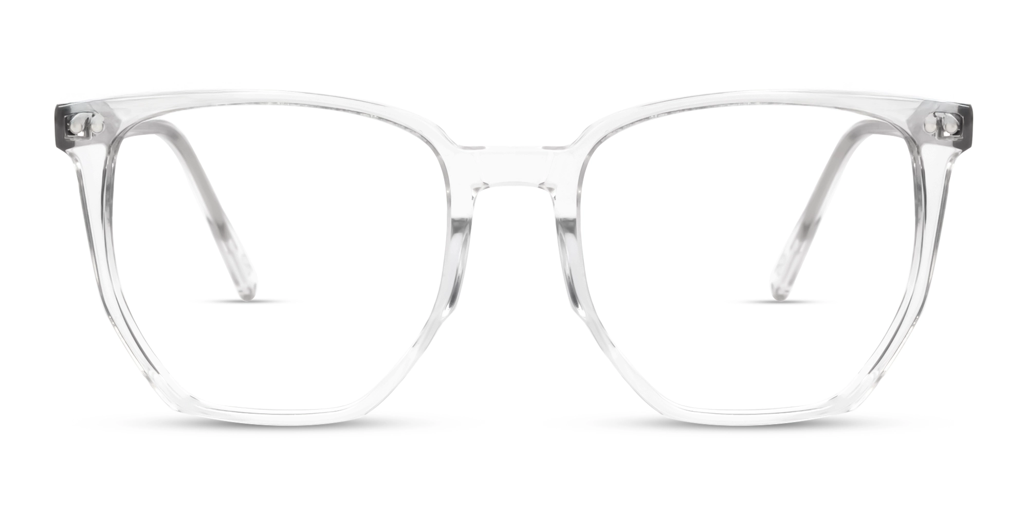 Geometric Crystal Clear Frame With Green & Yellow Clip-on