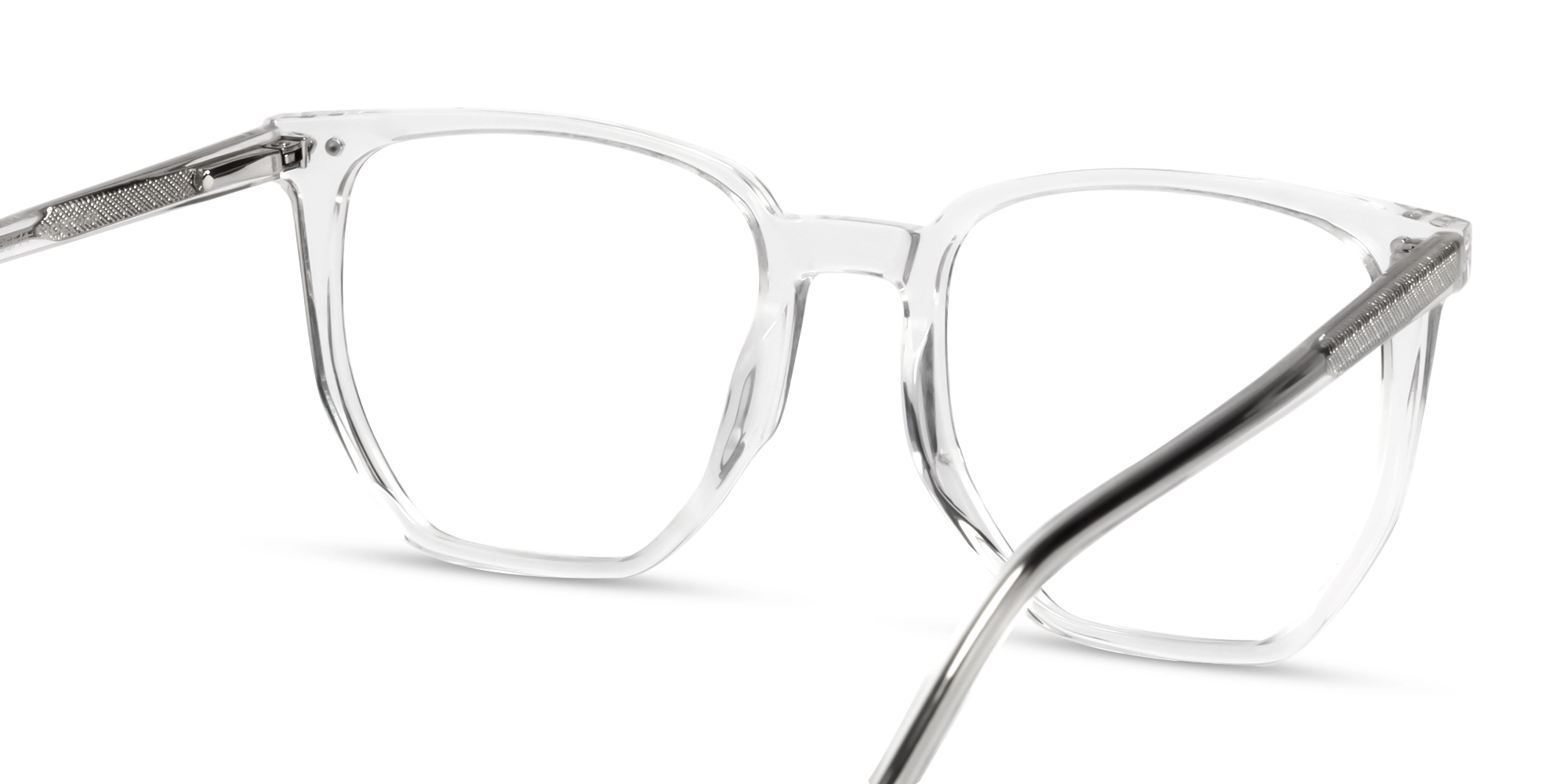 Geometric Crystal Clear Frame With Green & Yellow Clip-on