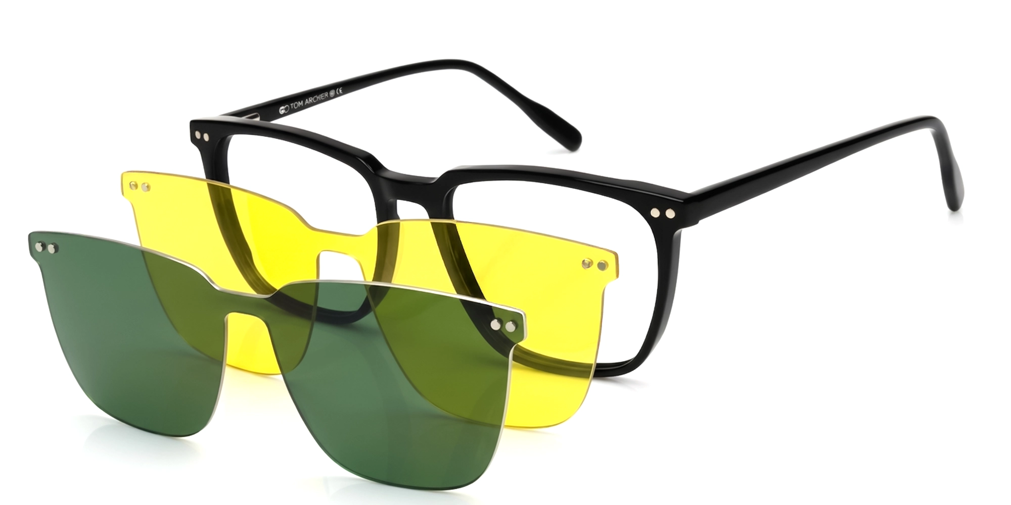 Black Square Fullrim Clip-On Glasses