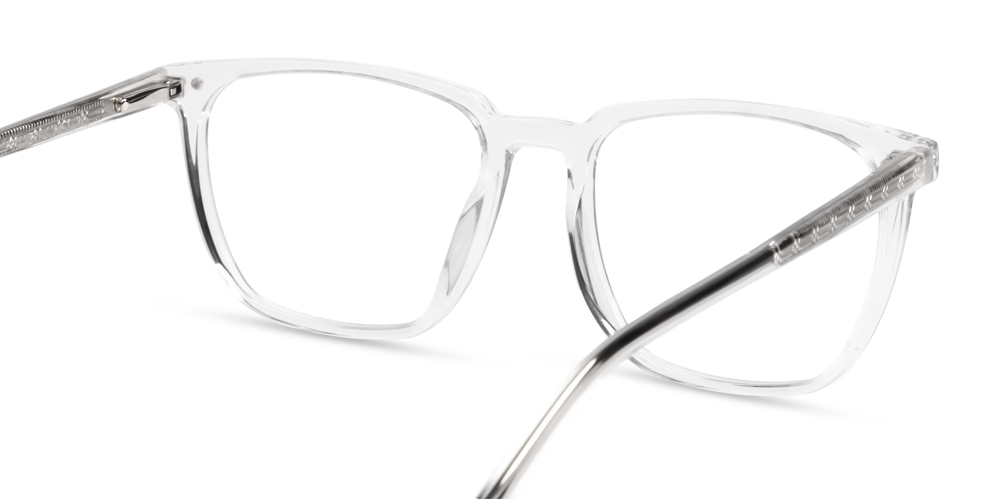 Square Crystal Clear Clip-On Glasses - Green & Yellow Lenses