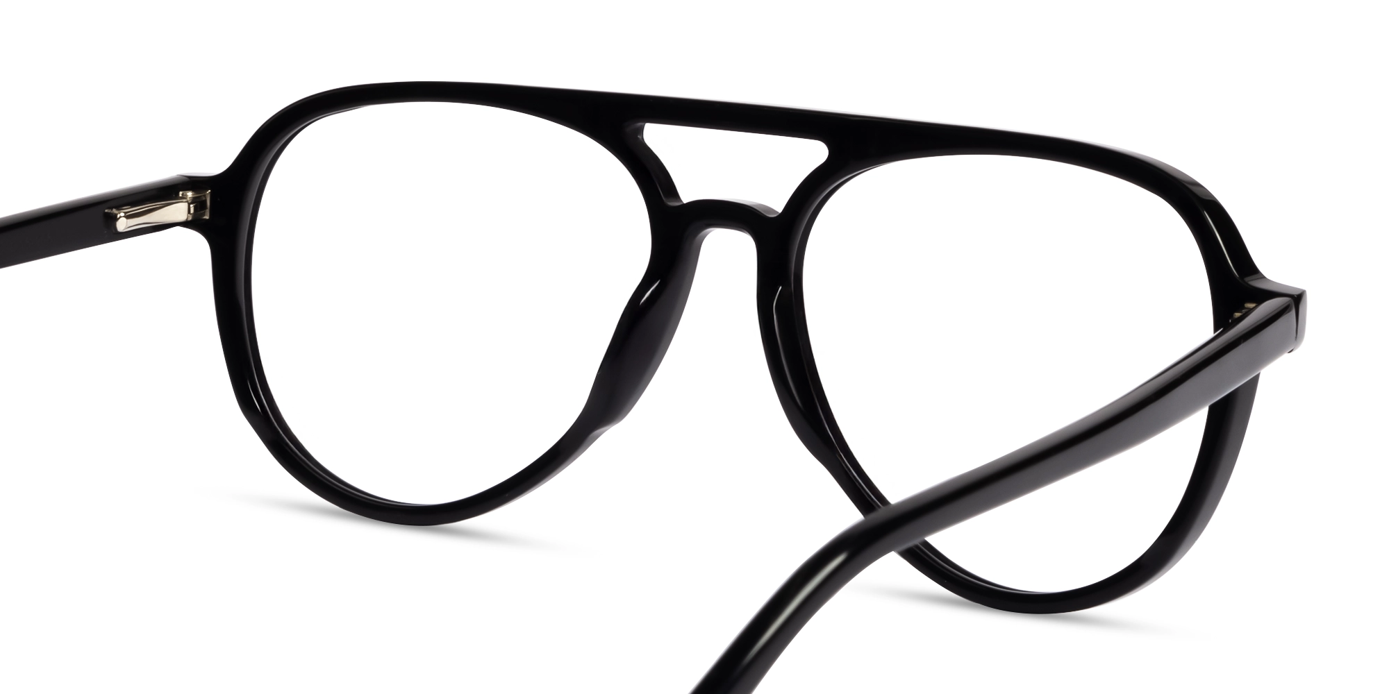 Black Pilot Double Bridge Clip-On Glasses