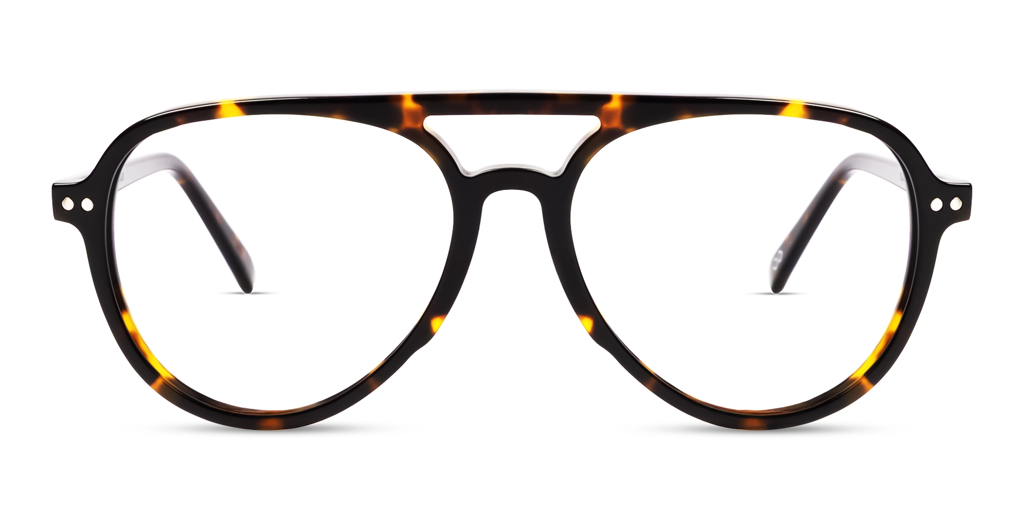 Tortoise Pilot Frame with Green & Yellow Clip-On