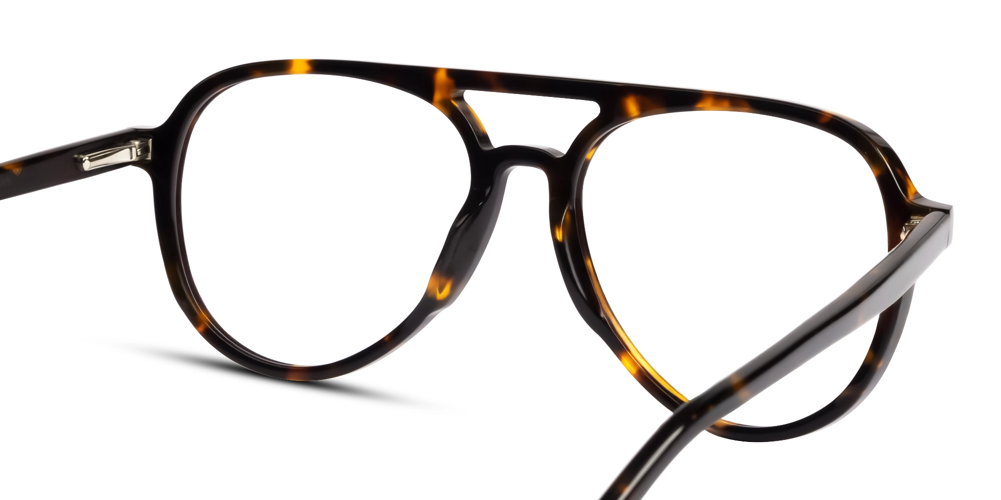Tortoise Pilot Frame with Green & Yellow Clip-On