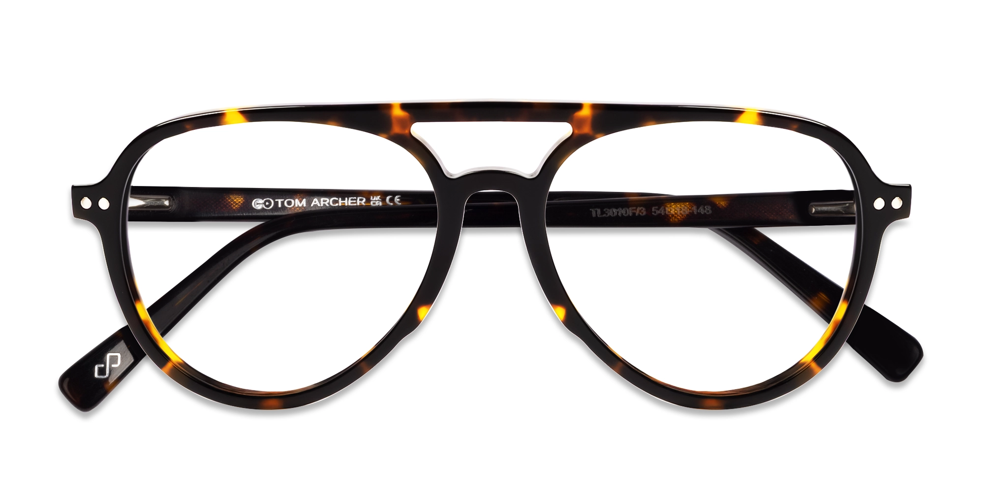 Tortoise Pilot Frame with Green & Yellow Clip-On