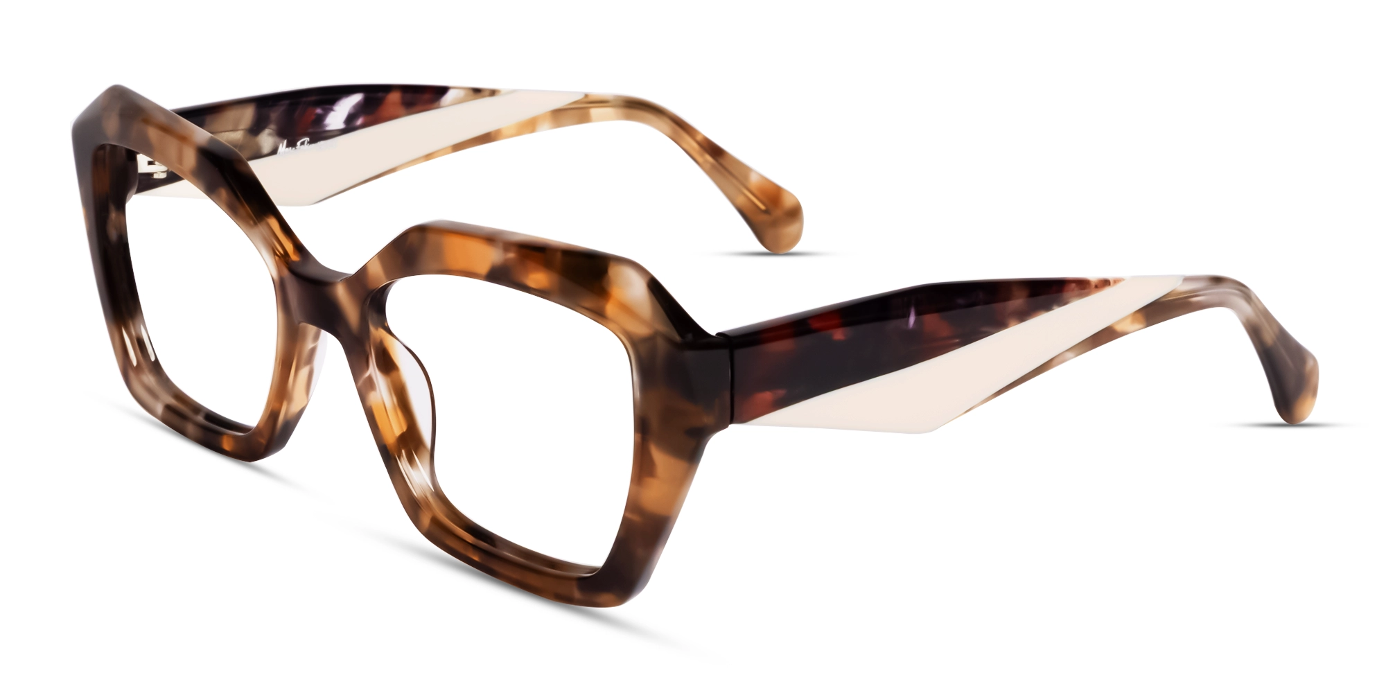 Maple Marble Thick Square Geometric Glasses Maple Marble Thick Square Geometric Glasses