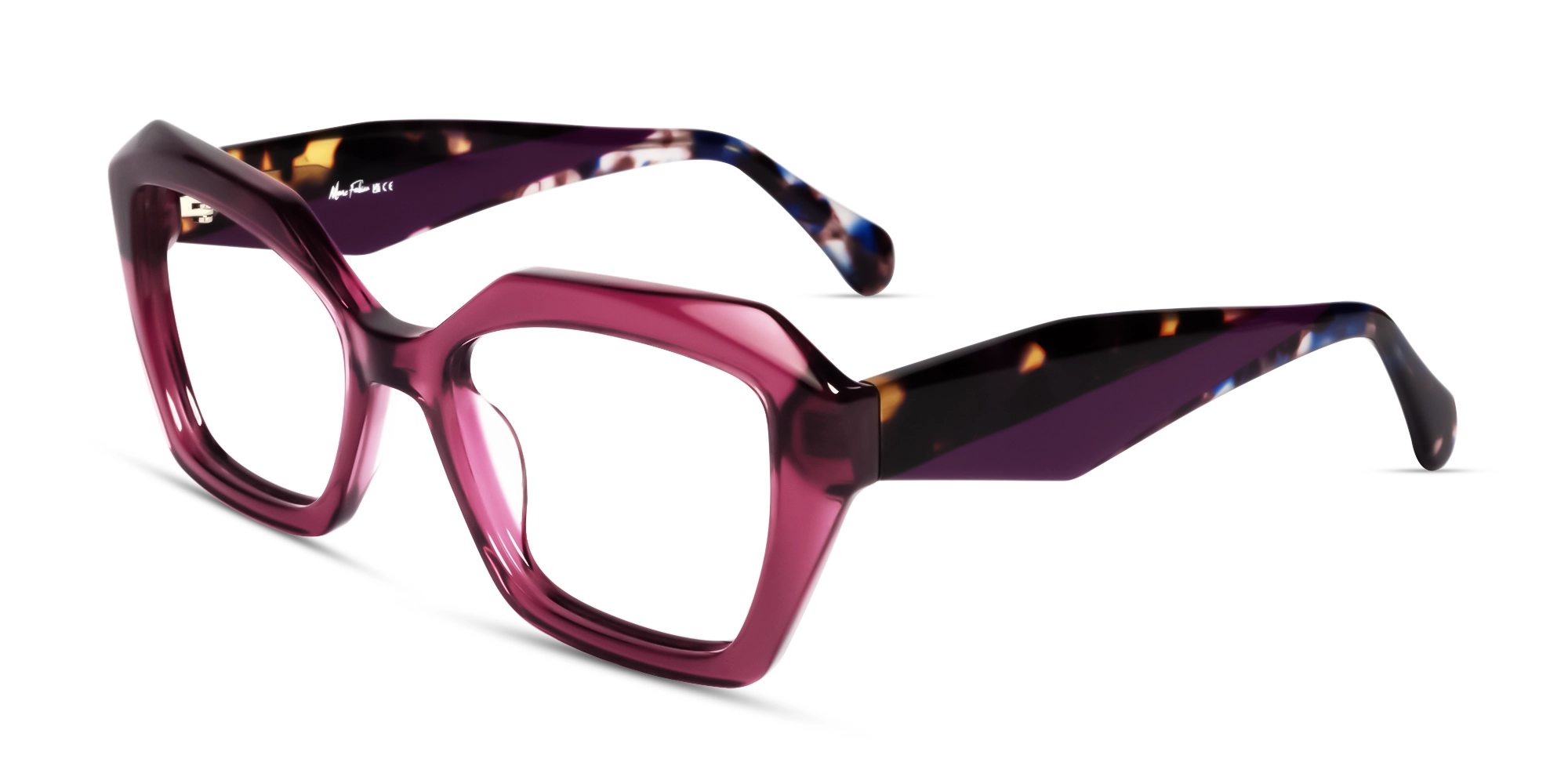 Crystal Plum Square Geometric Acetate Glasses