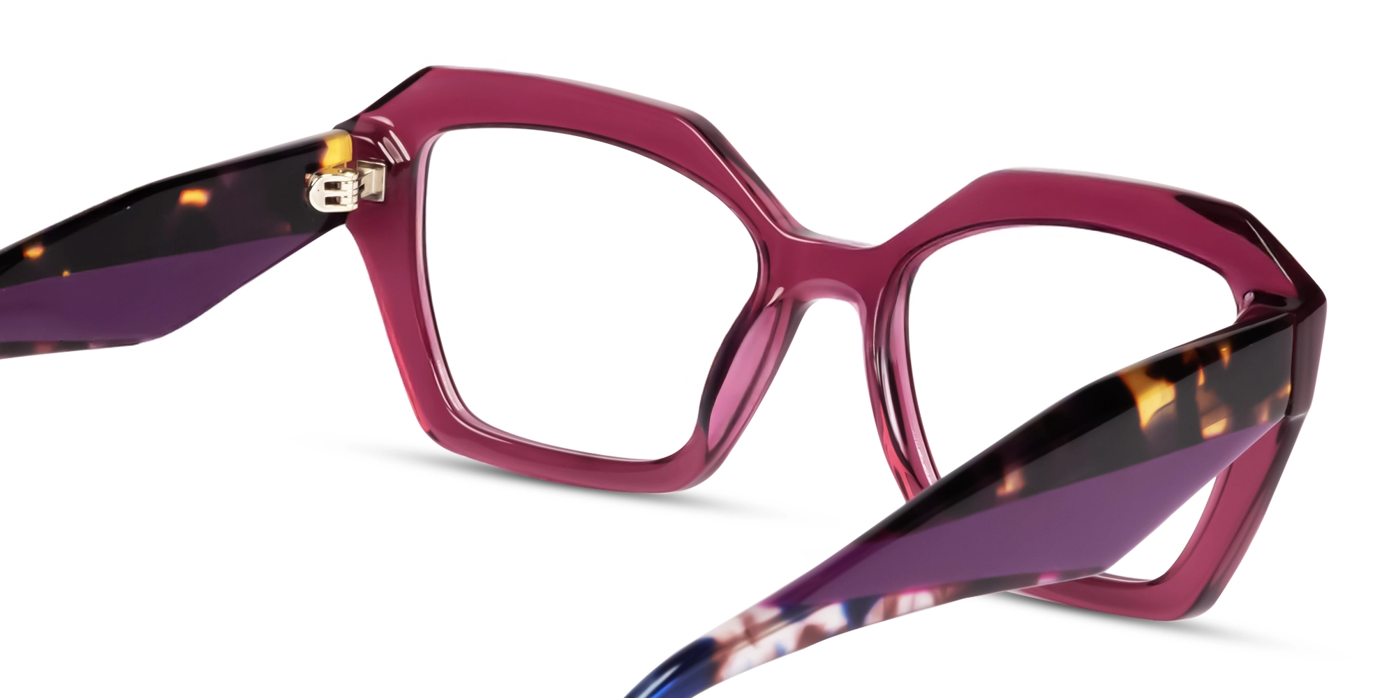 Crystal Plum Square Geometric Acetate Glasses