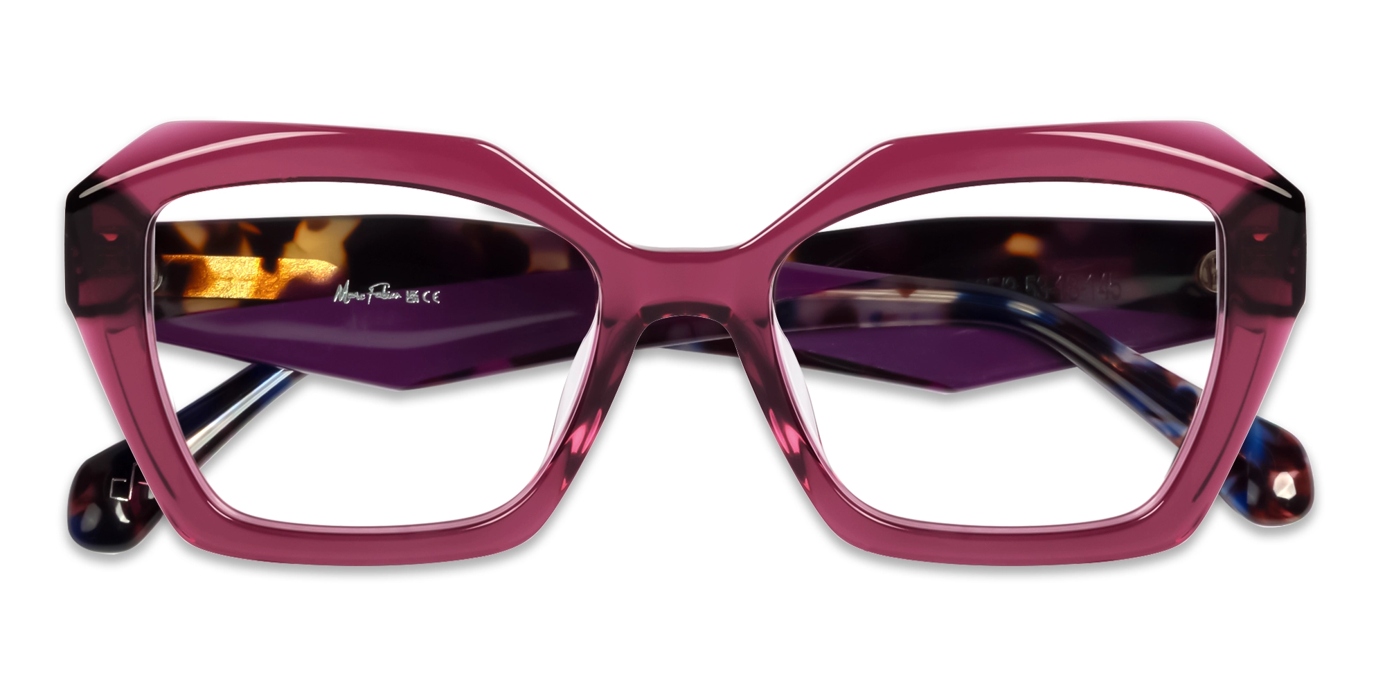 Crystal Plum Square Geometric Acetate Glasses
