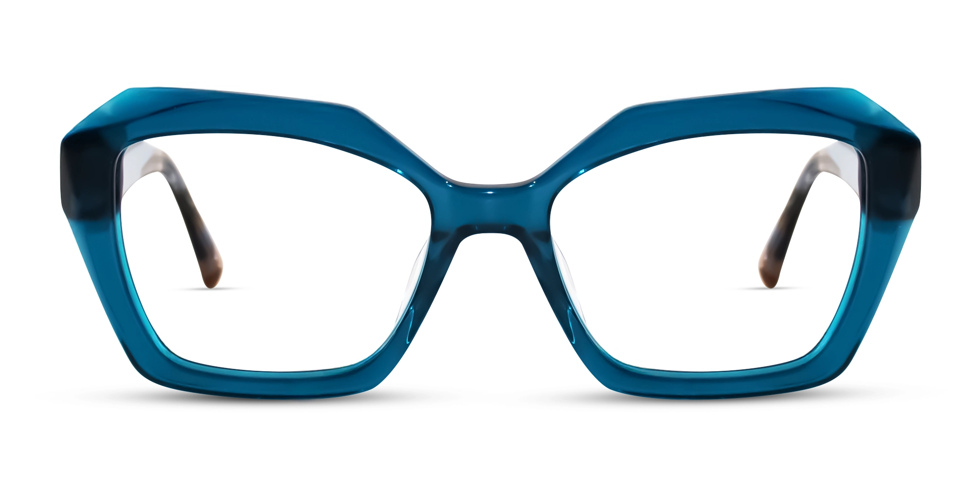 Crystal Blue Thick Square Geometric Glasses