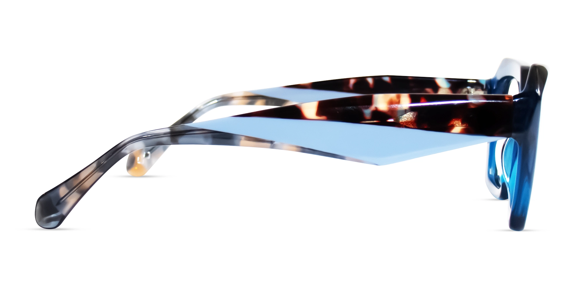 Crystal Blue Thick Square Geometric Glasses