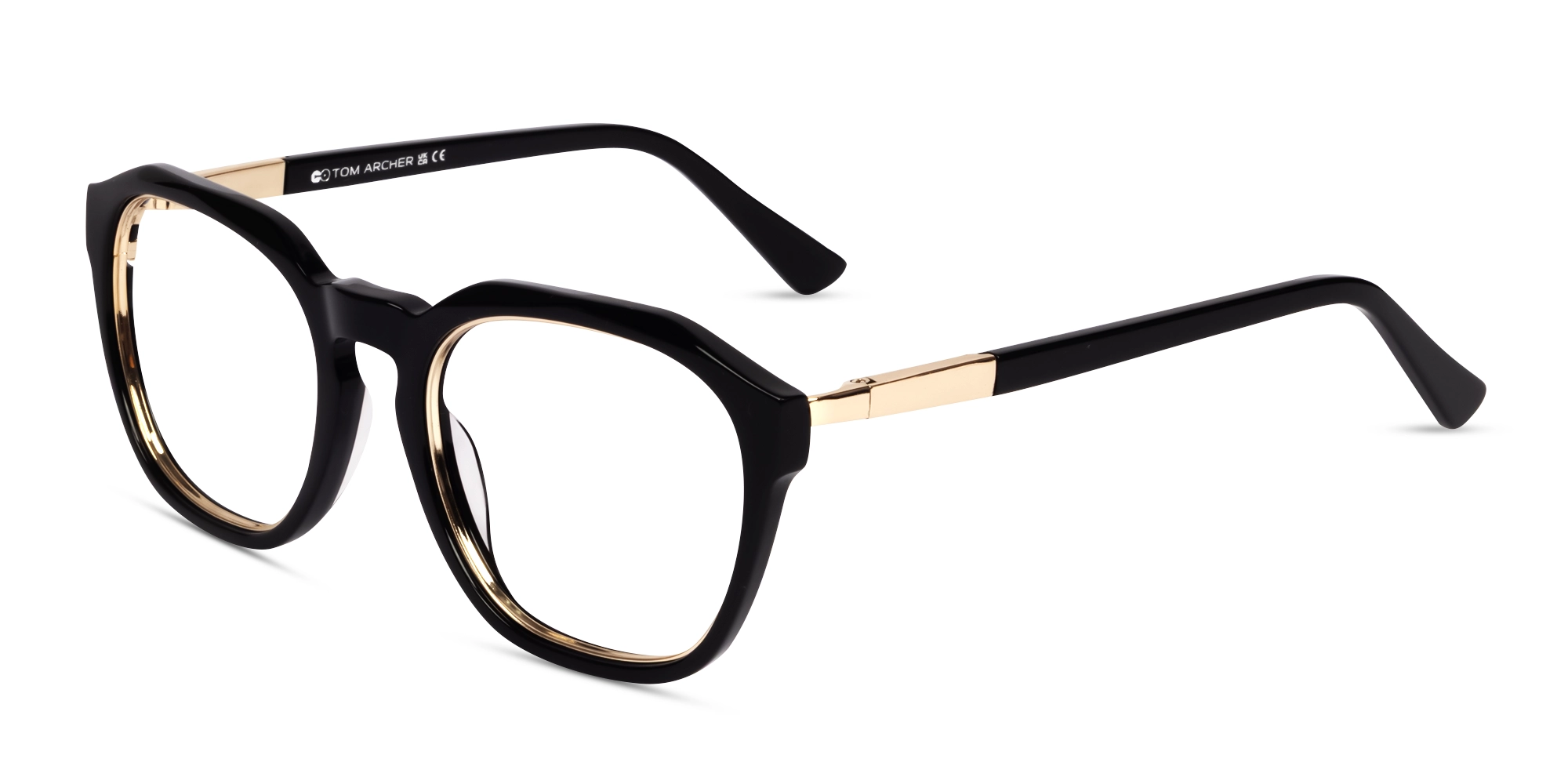 Black Square Spring Hinges Acetate Glasses-3