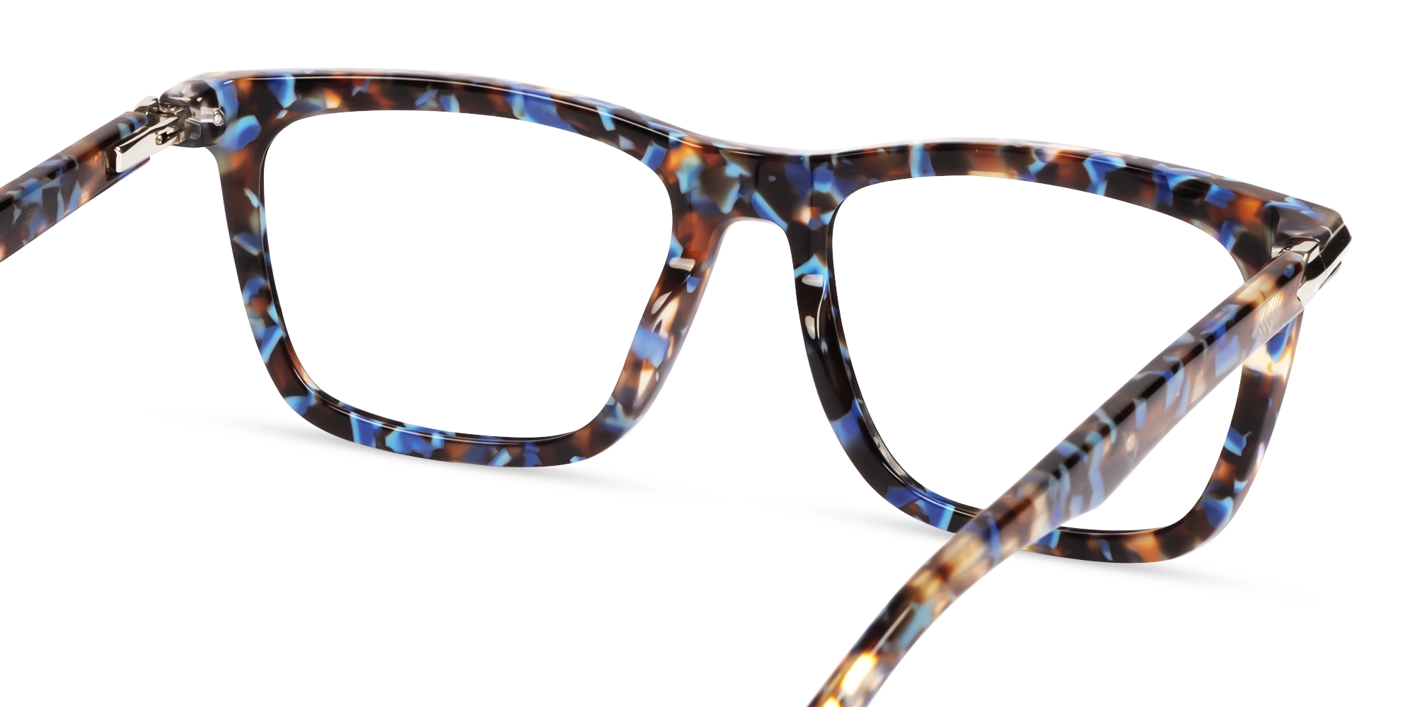 Oversized Blue Terrazo Square Fullrim Glasses-4