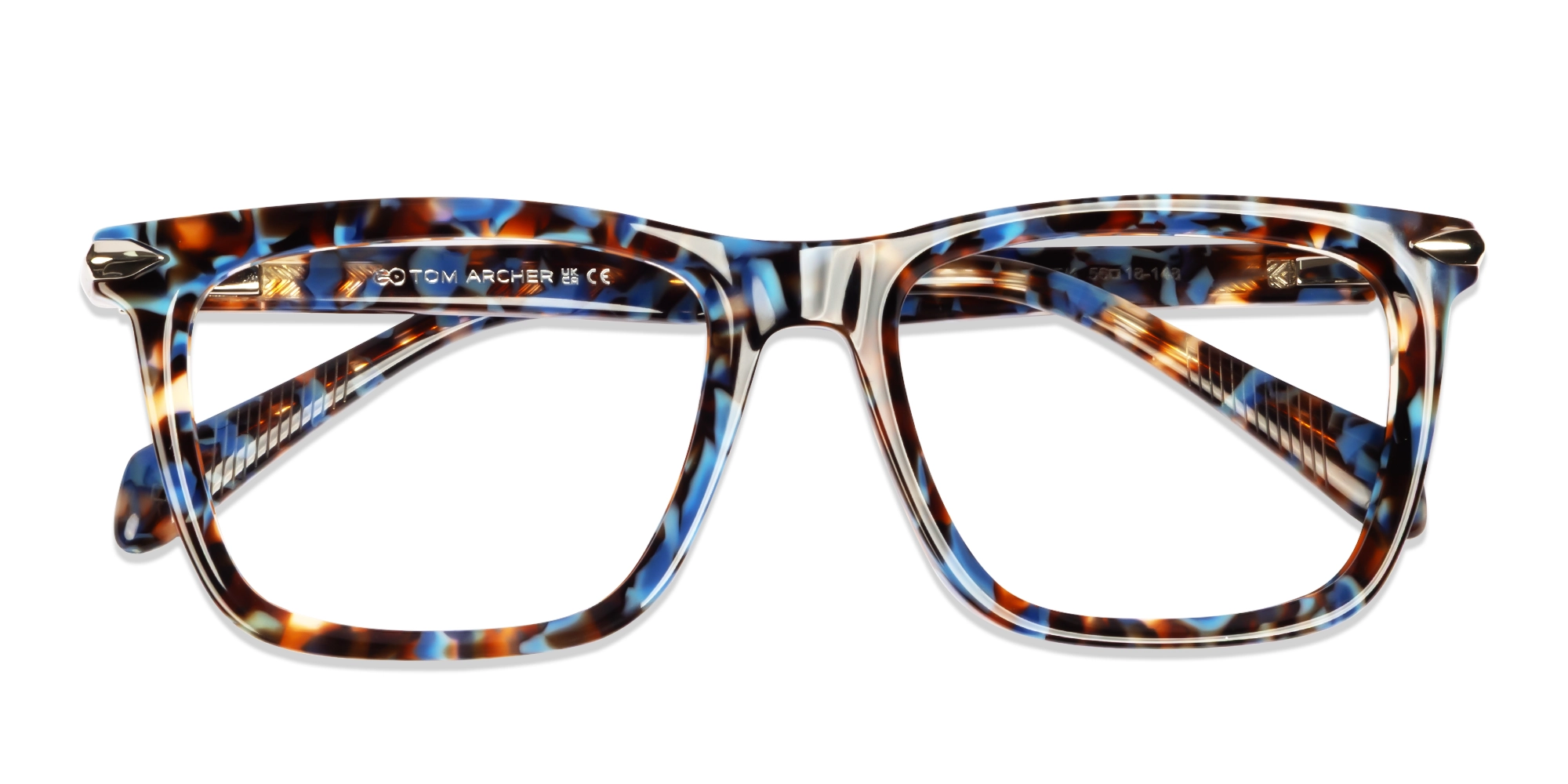 Oversized Blue Terrazo Square Fullrim Glasses-5