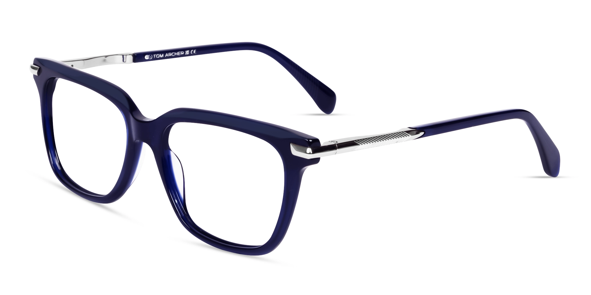 Navy Blue Square Spring Hinges Full-Rim Glasses-3