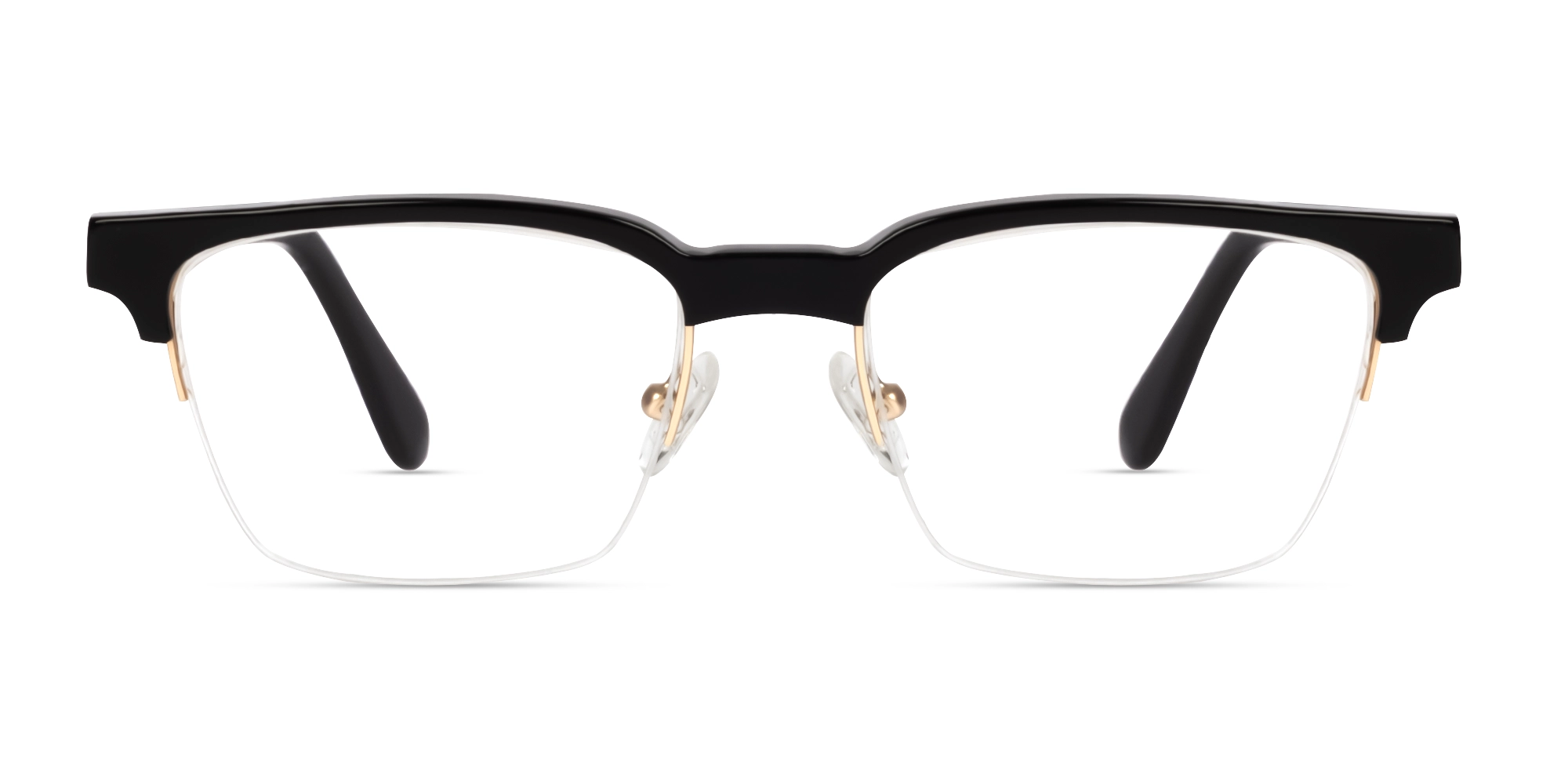 Black Rectangle Browline Acetate Glasses-1