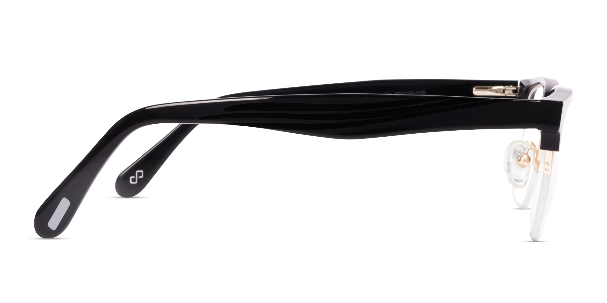 Black Rectangle Browline Acetate Glasses-4