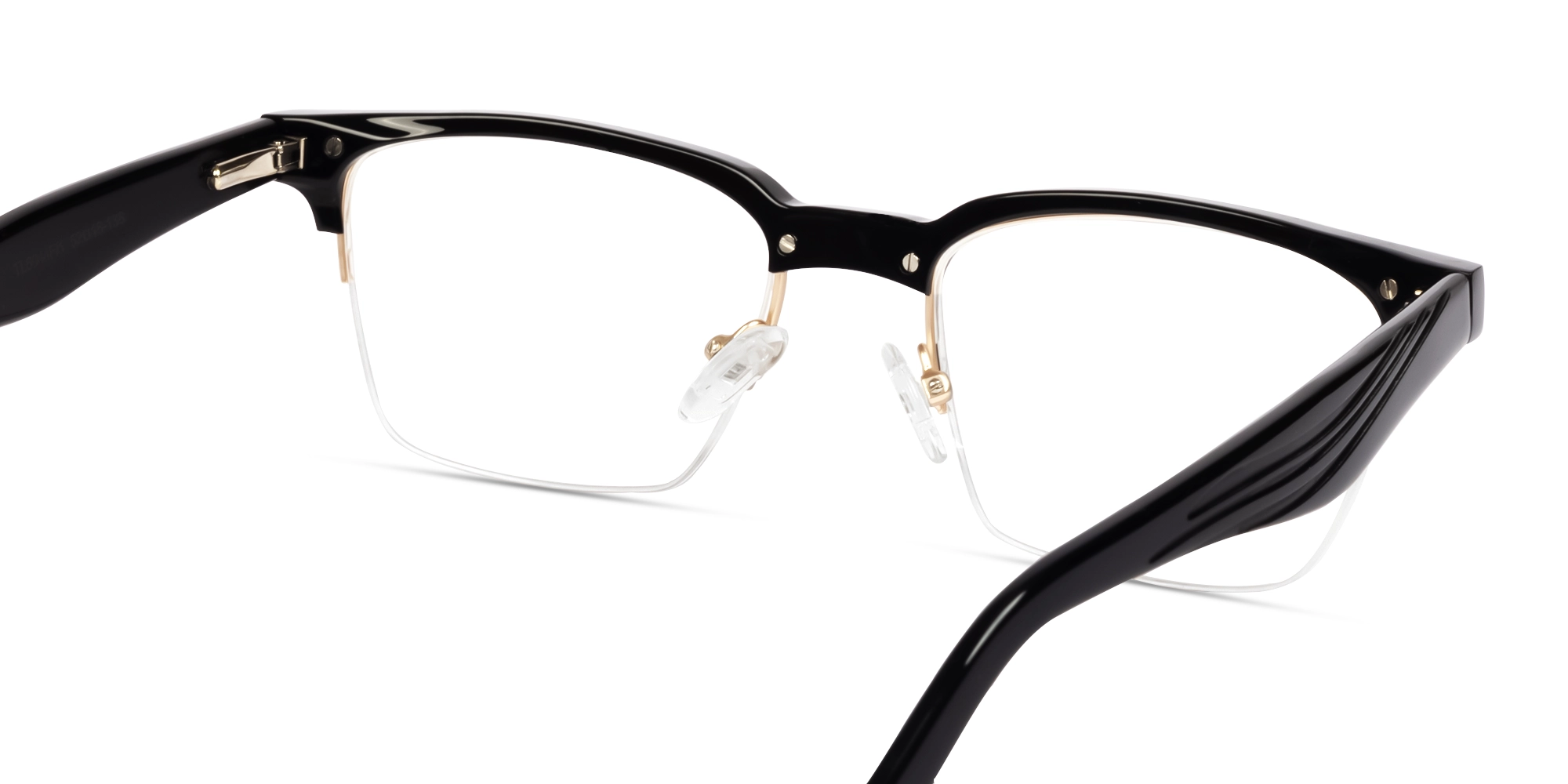 Black Rectangle Browline Acetate Glasses-5