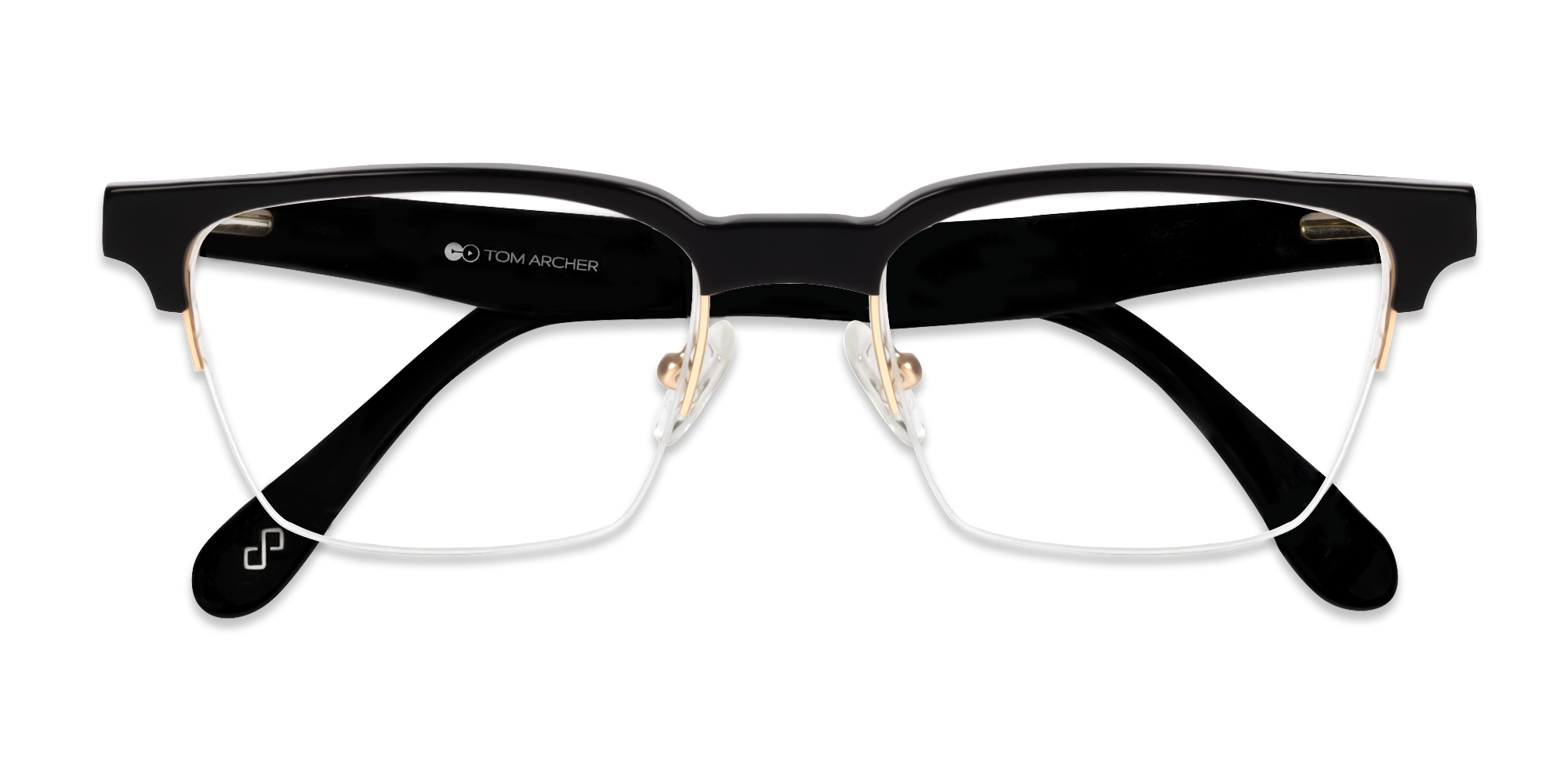 Black Rectangle Browline Acetate Glasses-6