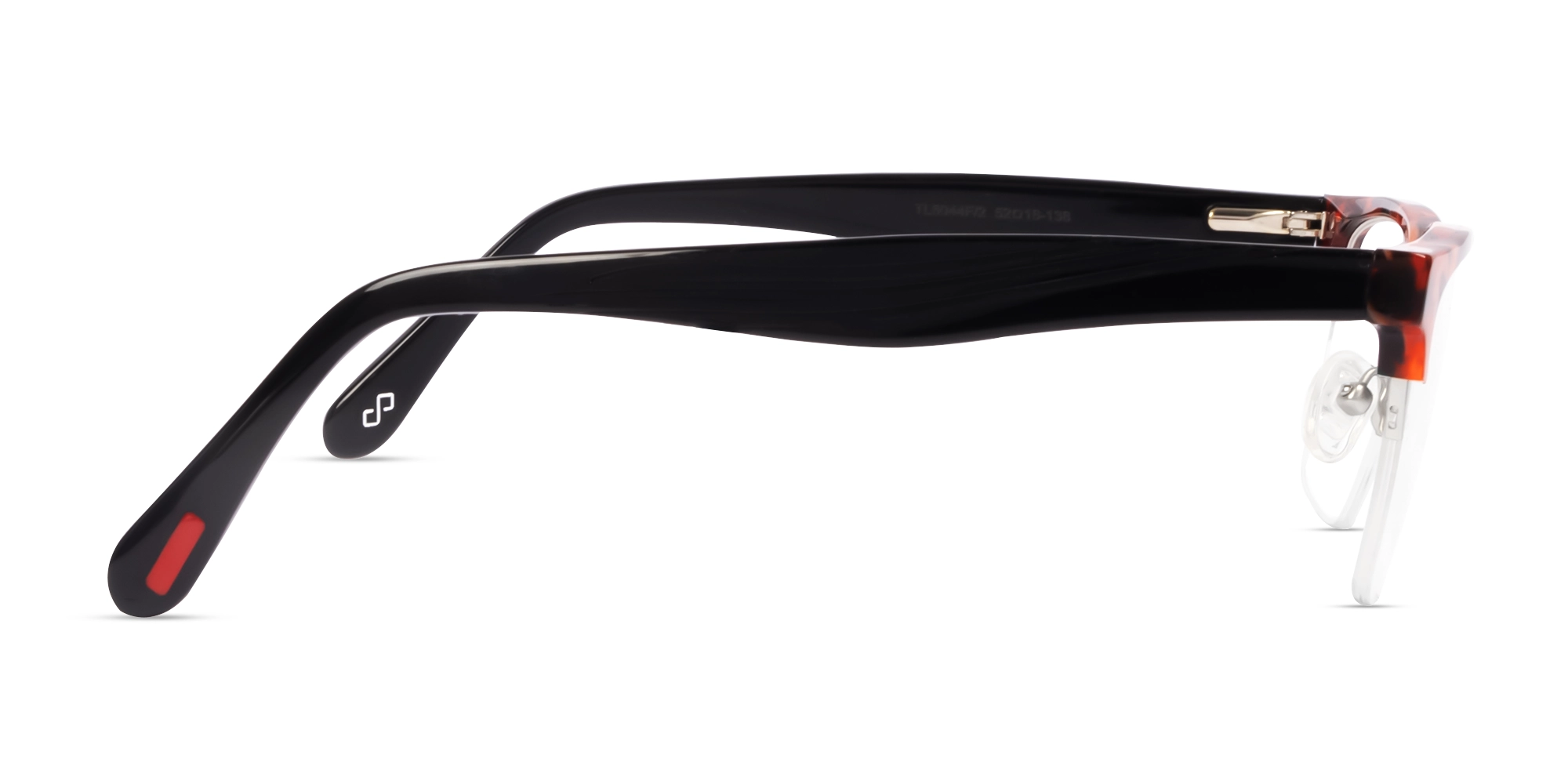 Orange Tortoise Rectangle Browline Acetate Glasses-4