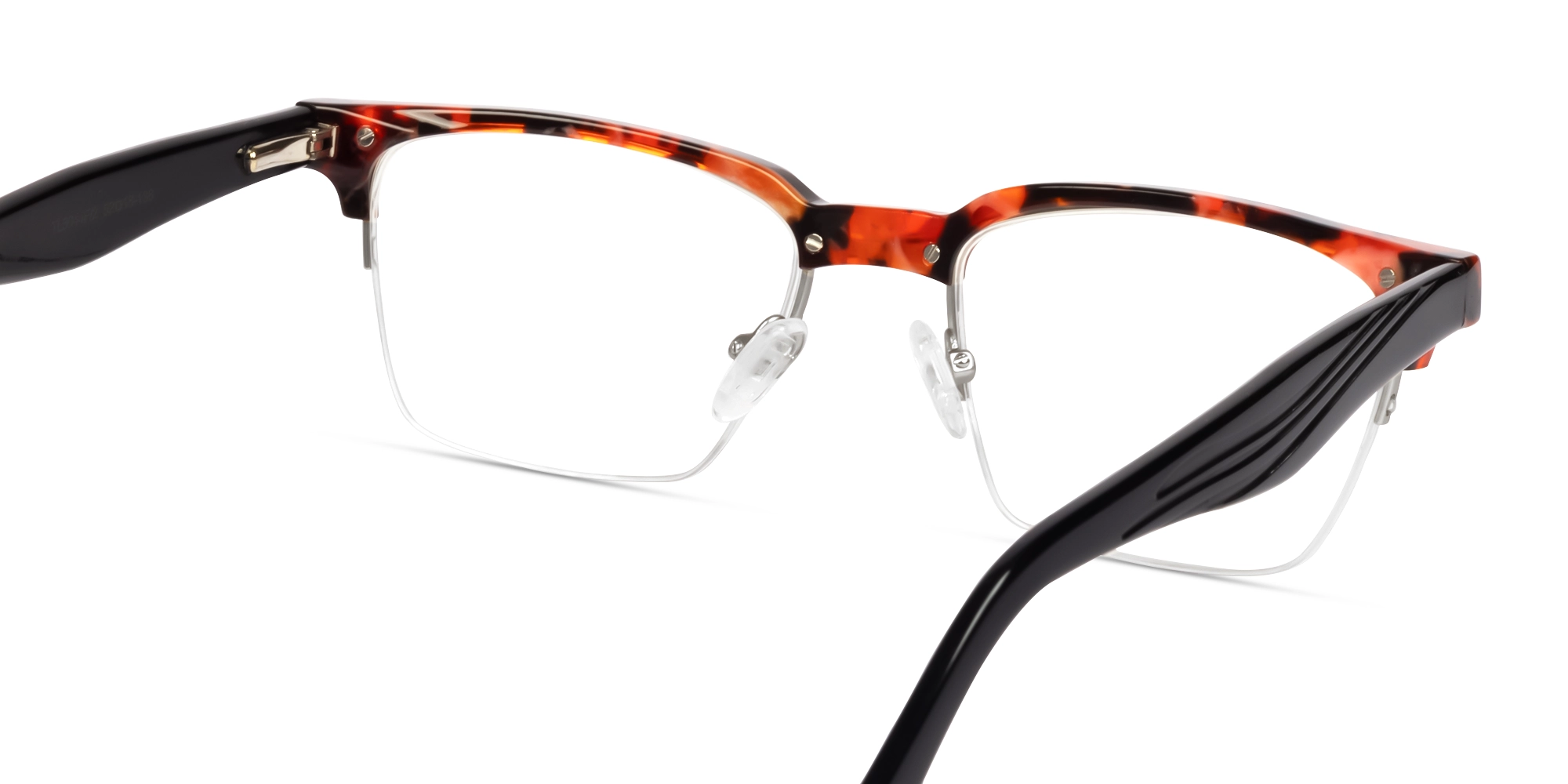 Orange Tortoise Rectangle Browline Acetate Glasses-5