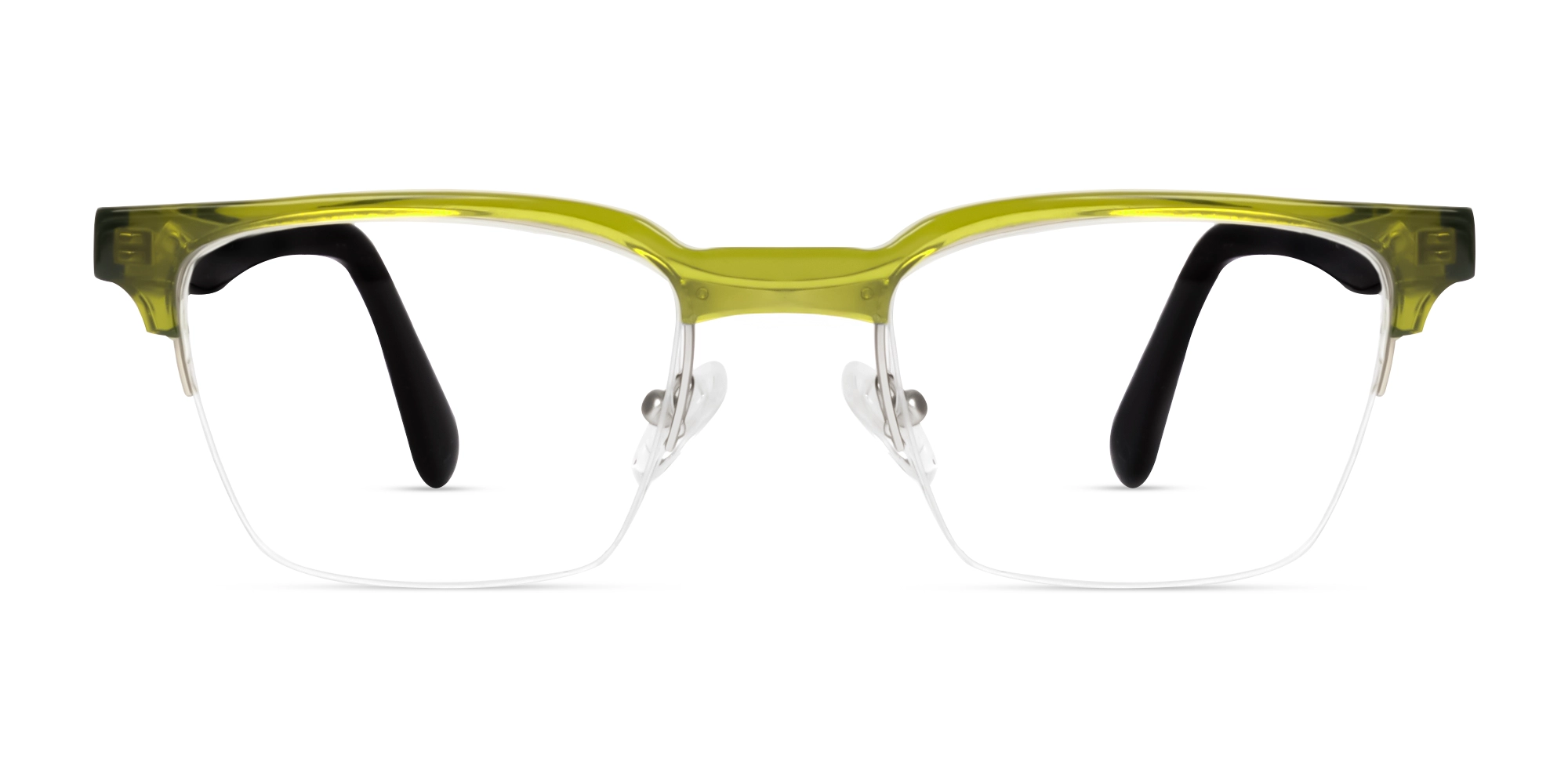 Pear Green Rectangle Browline Acetate Glasses-1