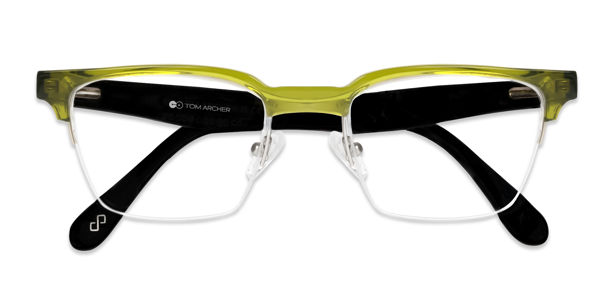 Pear Green Rectangle Browline Acetate Glasses-6