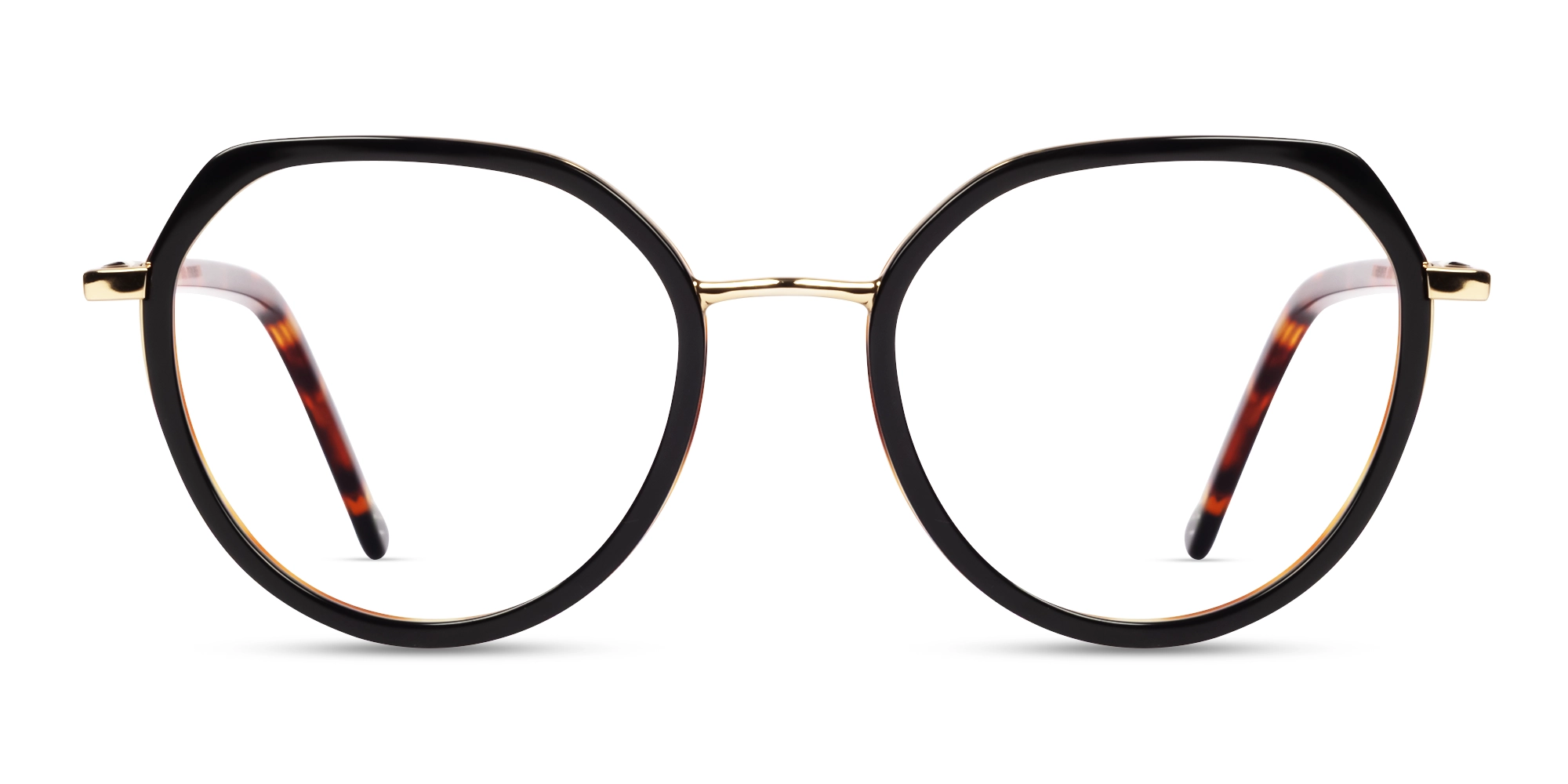 Black & Gold Geometric Glasses For Men & Women-1