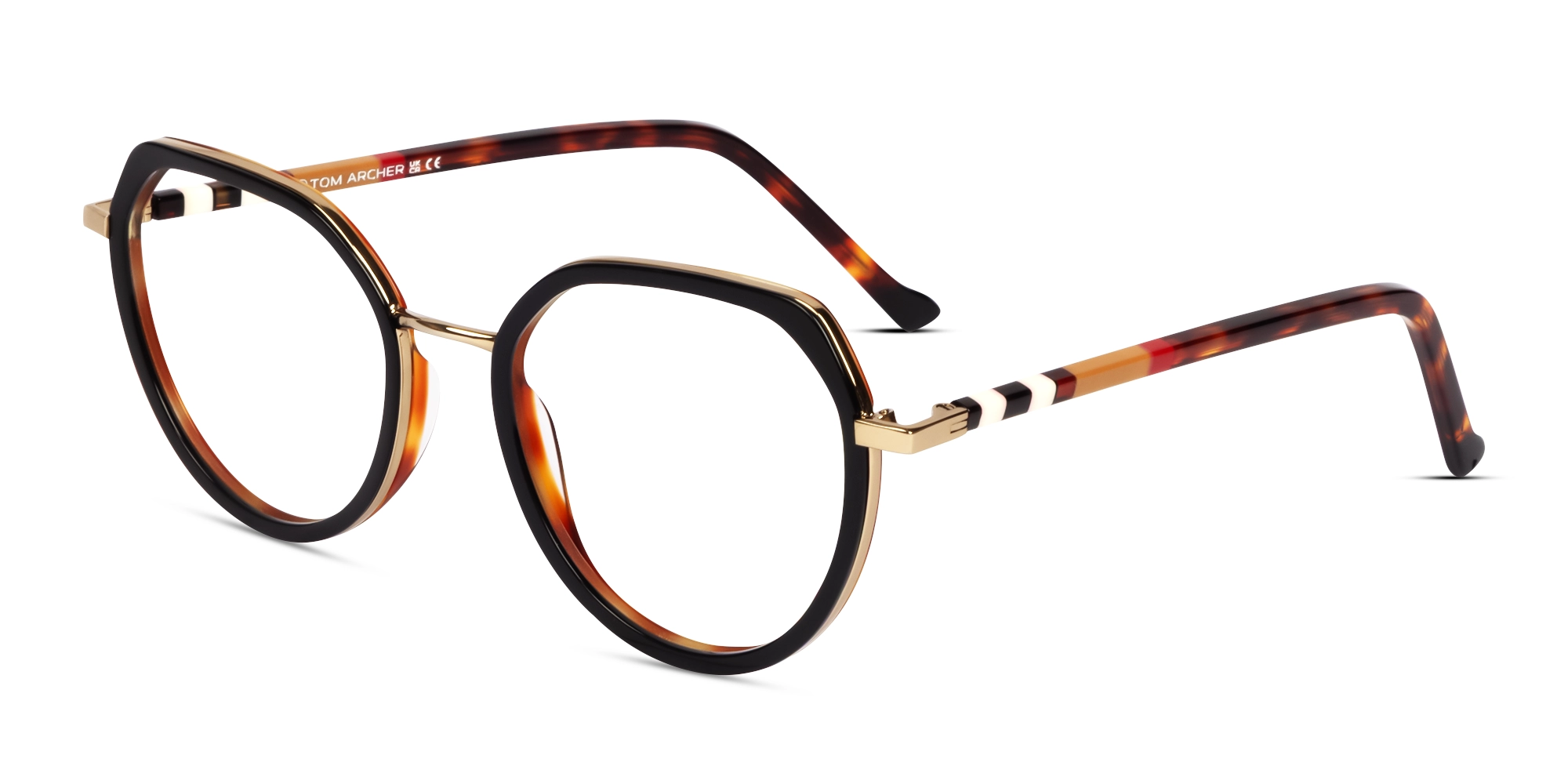 Black & Gold Geometric Glasses For Men & Women-3