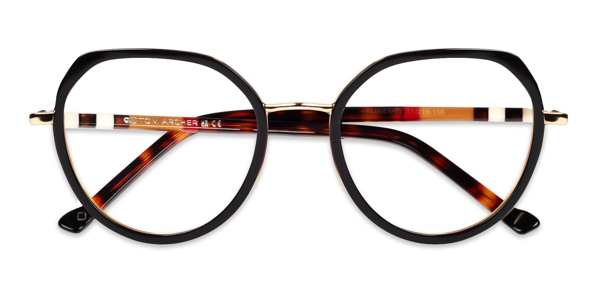 Black & Gold Geometric Glasses For Men & Women-6