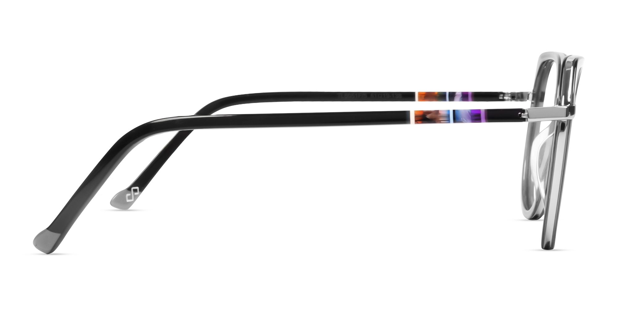 Grey & Silver Geometric Full-Rim Glasses-4