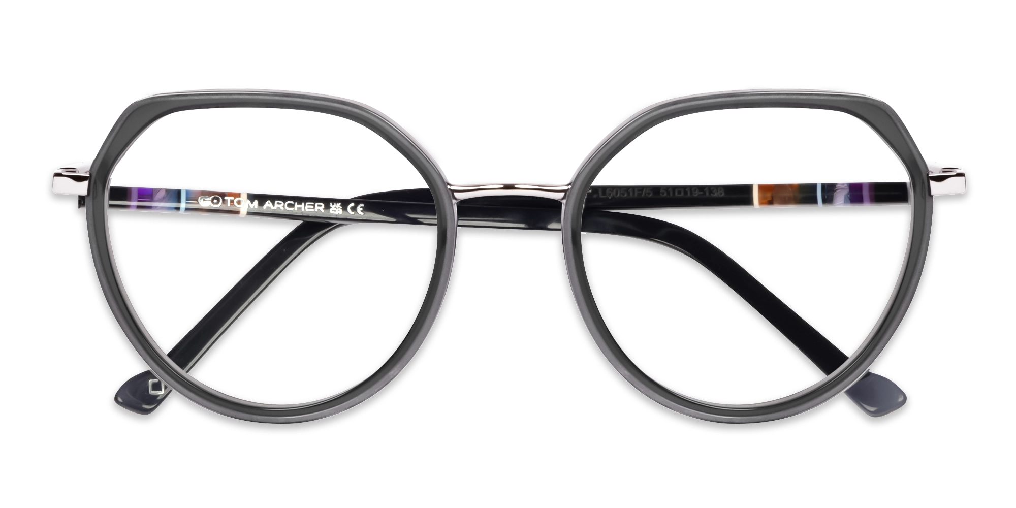 Grey & Silver Geometric Full-Rim Glasses-6