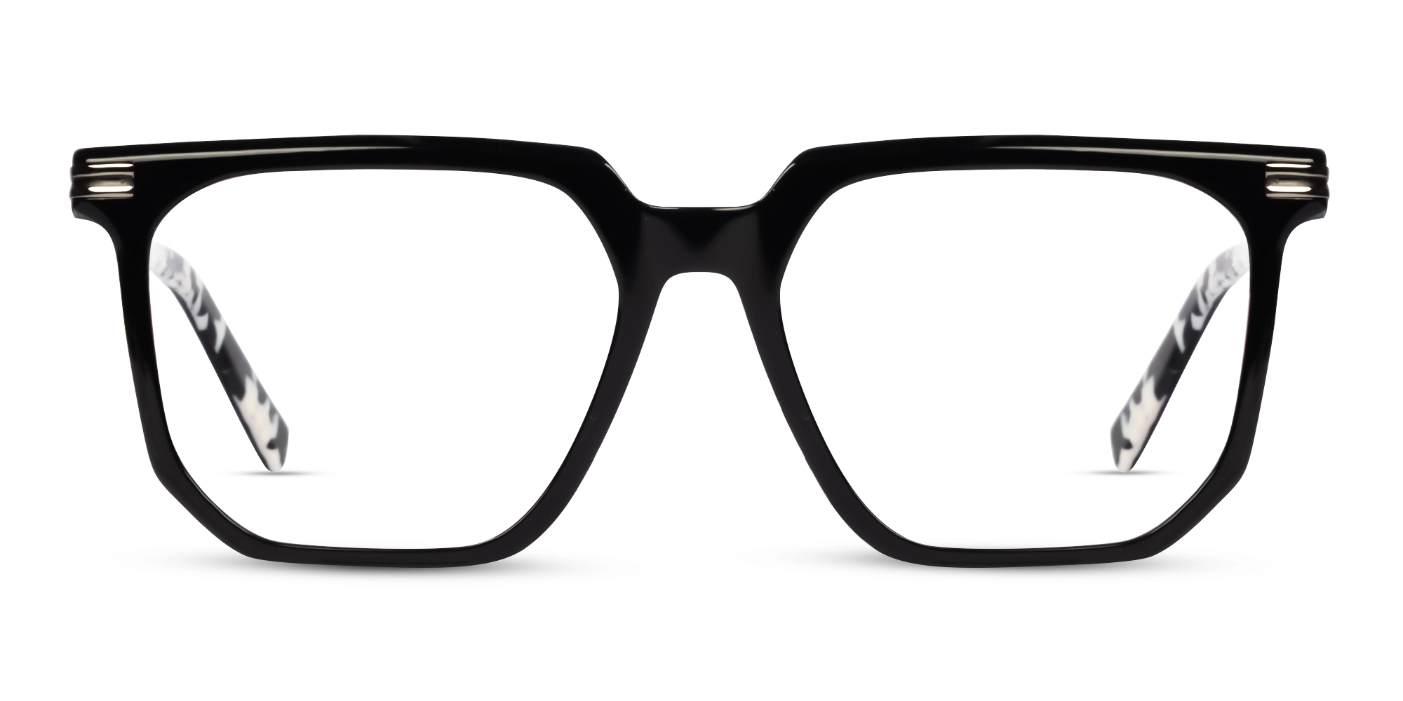 Black & White Square Geometric Full-Rim Glasses-1