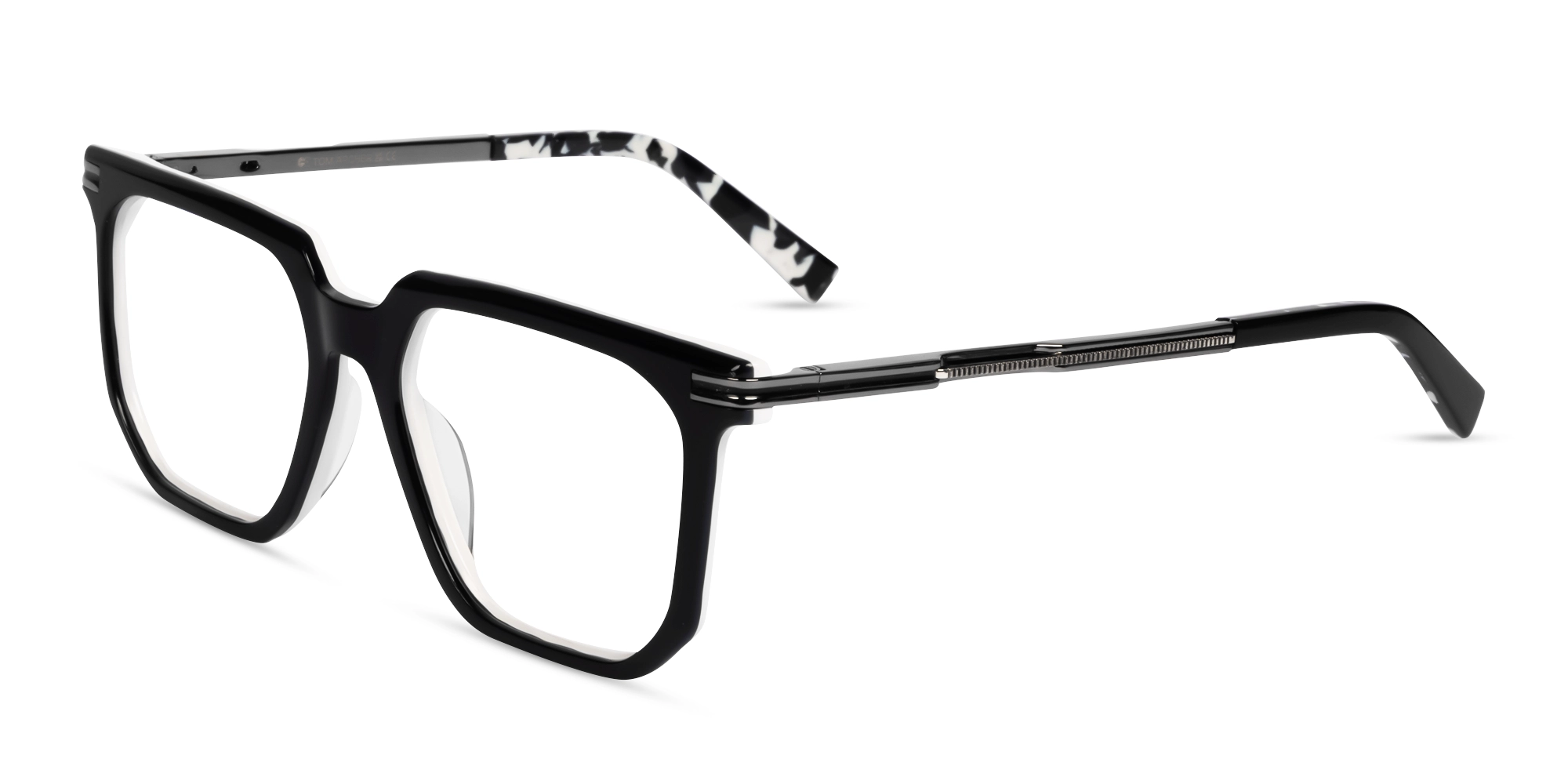 Black & White Square Geometric Full-Rim Glasses-3