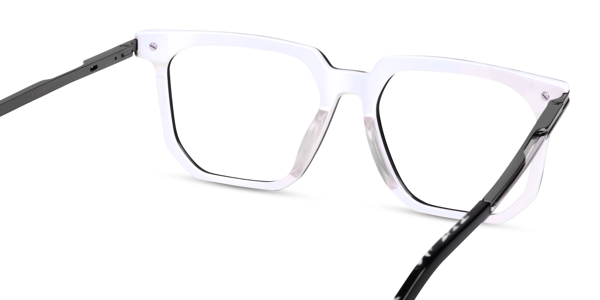 Black & White Square Geometric Full-Rim Glasses-5