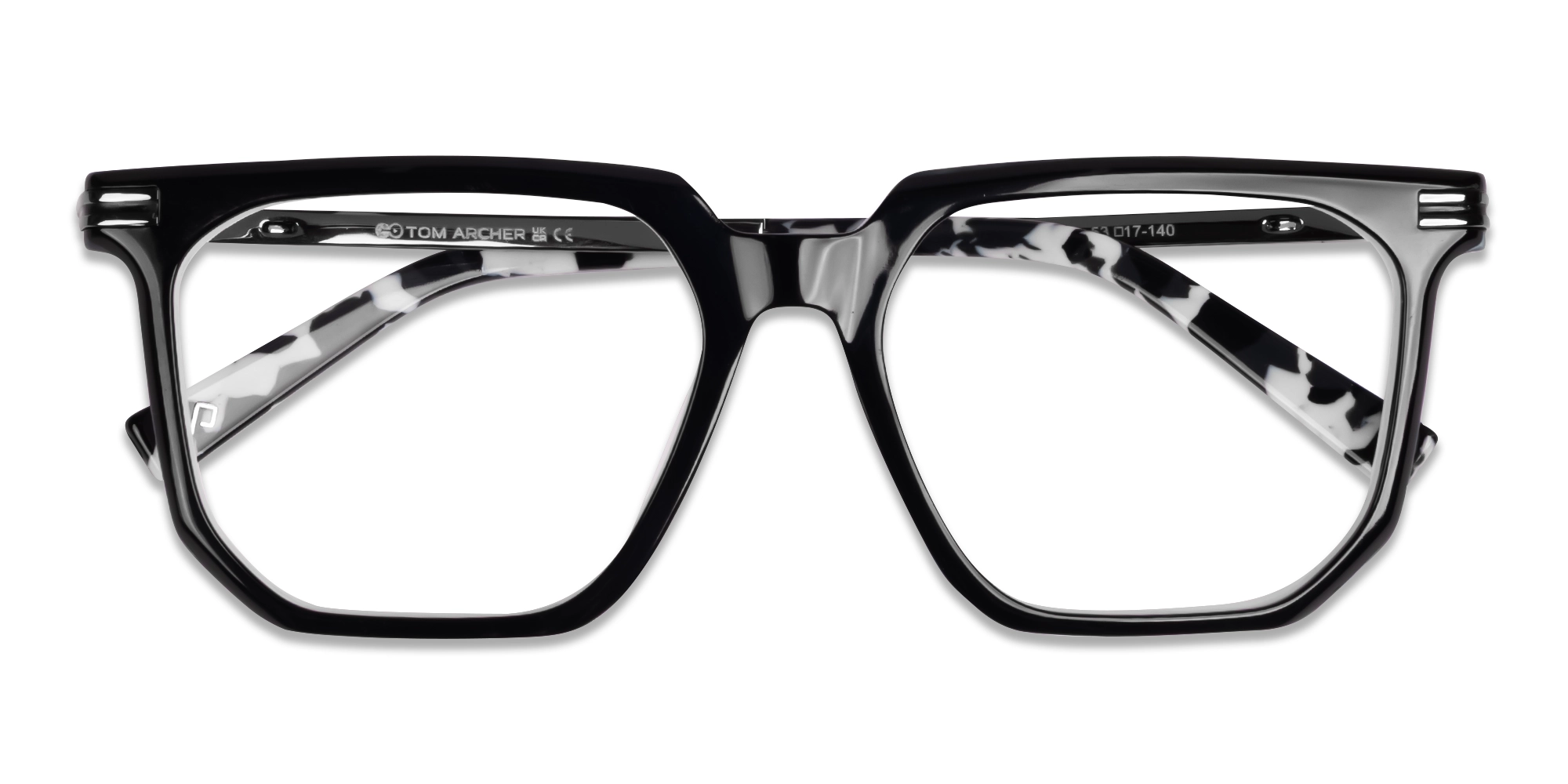 Black & White Square Geometric Full-Rim Glasses-6