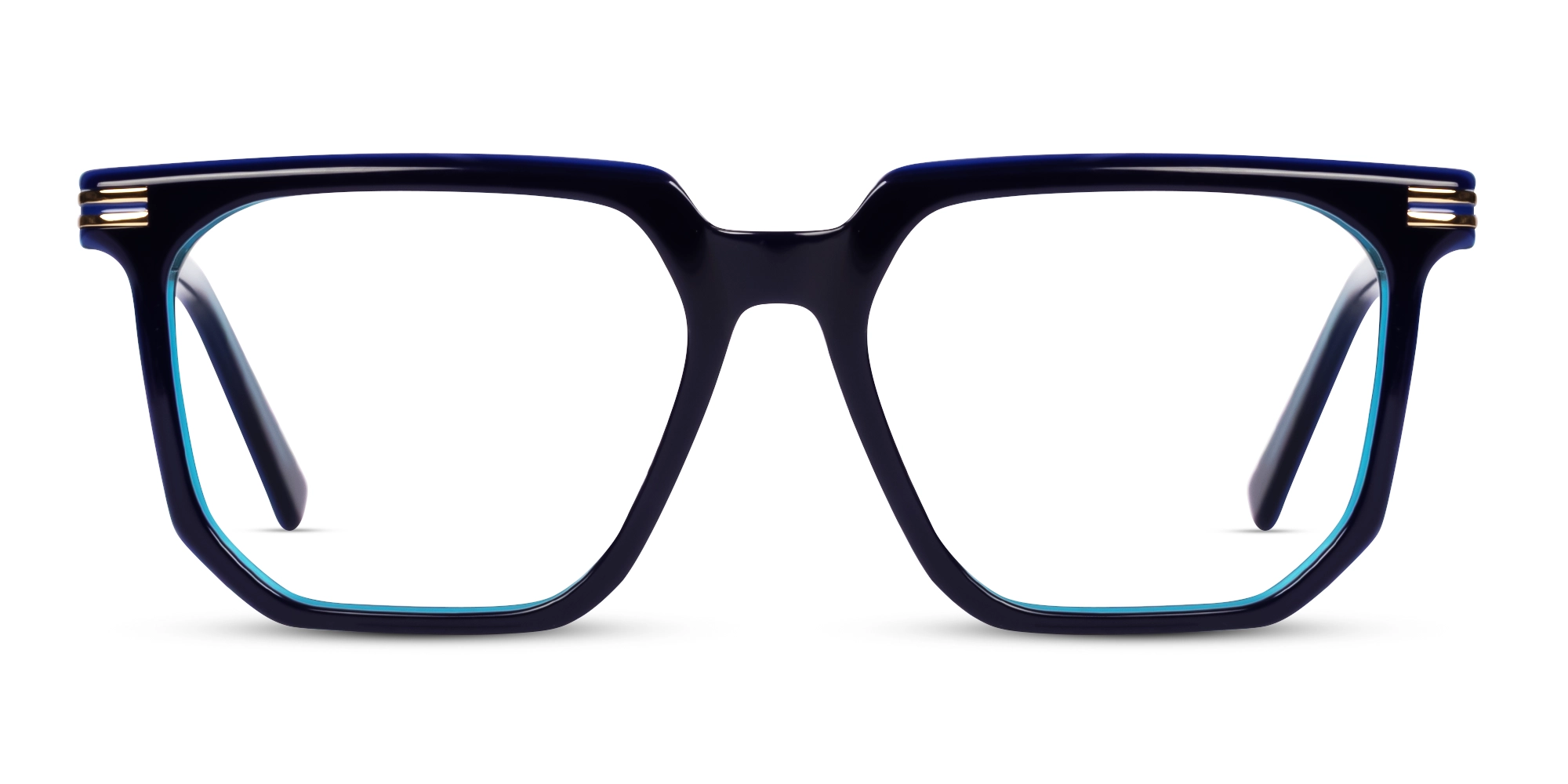 Royal Blue Square Geometric Full-Rim Glasses-1