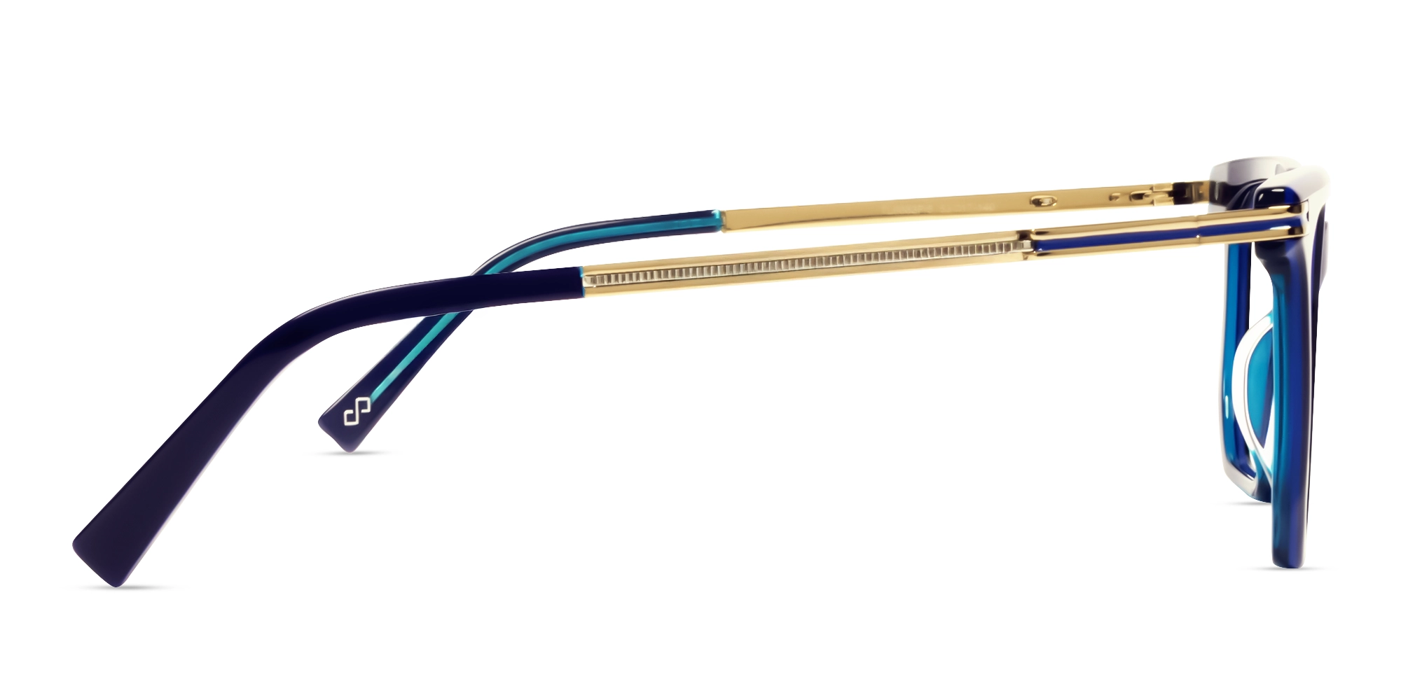 Royal Blue Square Geometric Full-Rim Glasses-4