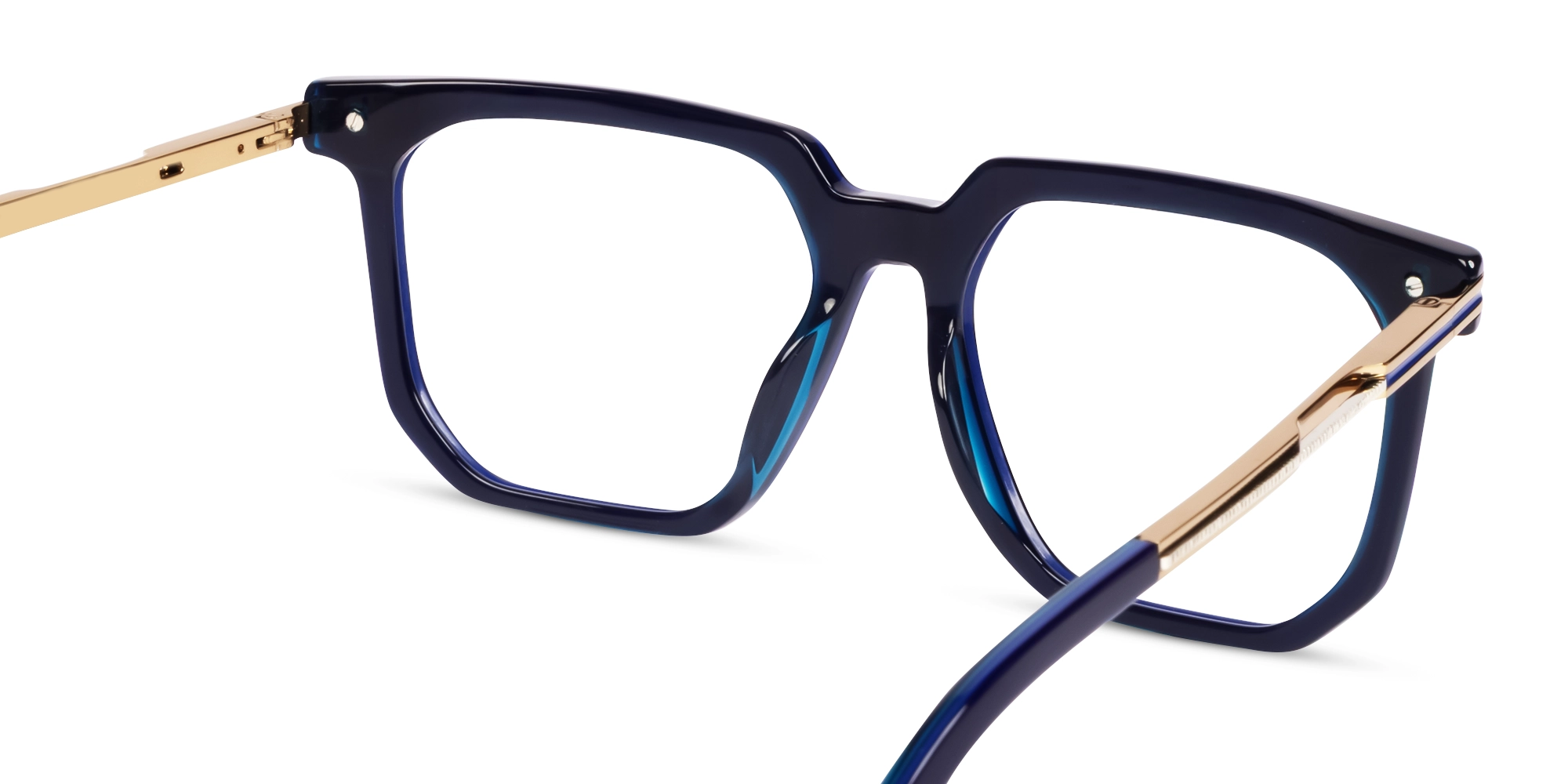 Royal Blue Square Geometric Full-Rim Glasses-5