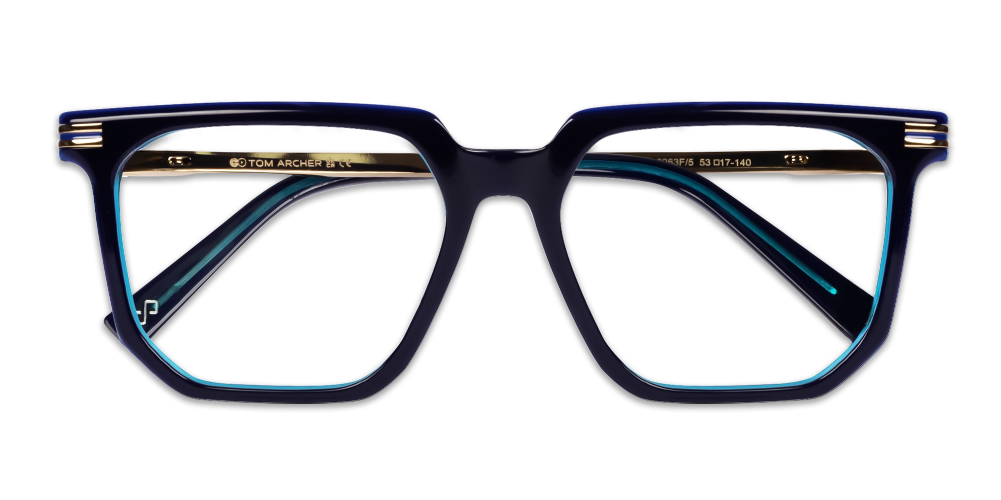 Royal Blue Square Geometric Full-Rim Glasses-6