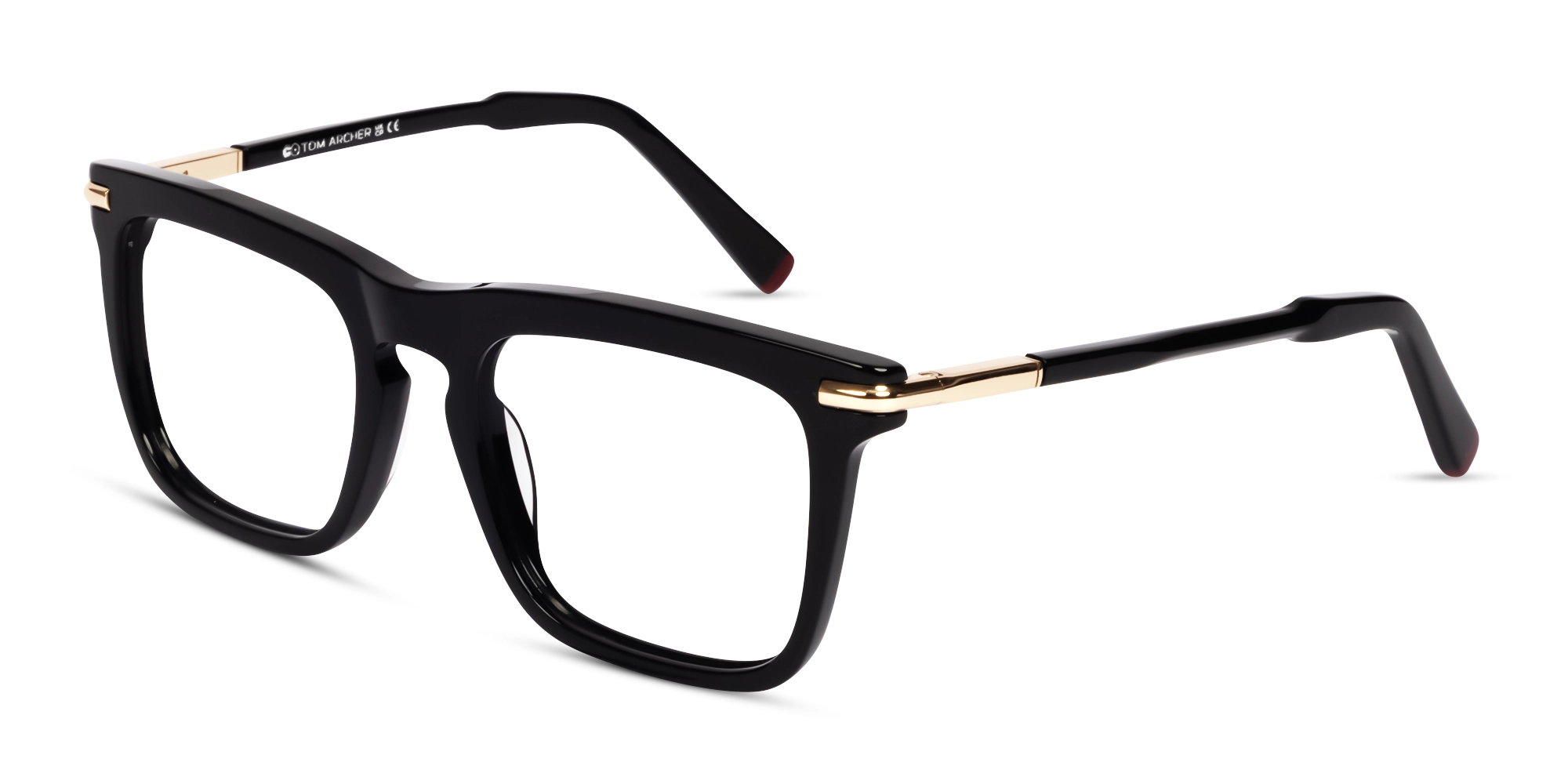 Black Square Full-Rim Keyhole Bridge Glasses-3