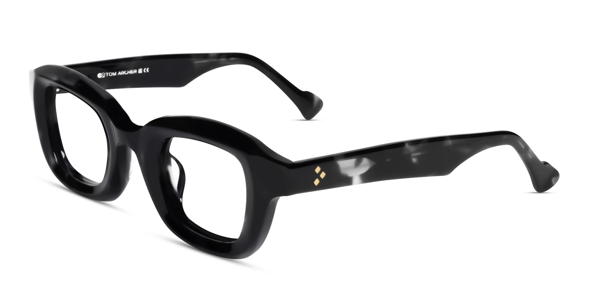 Black Marble Chunky Square Geometric Glasses