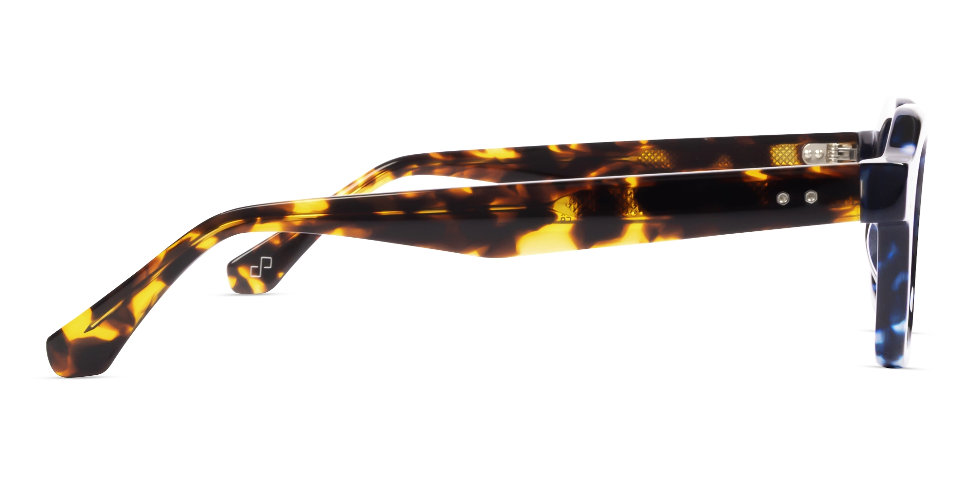 Blue Tortoise Hexagonal Thick Frame Glasses-3