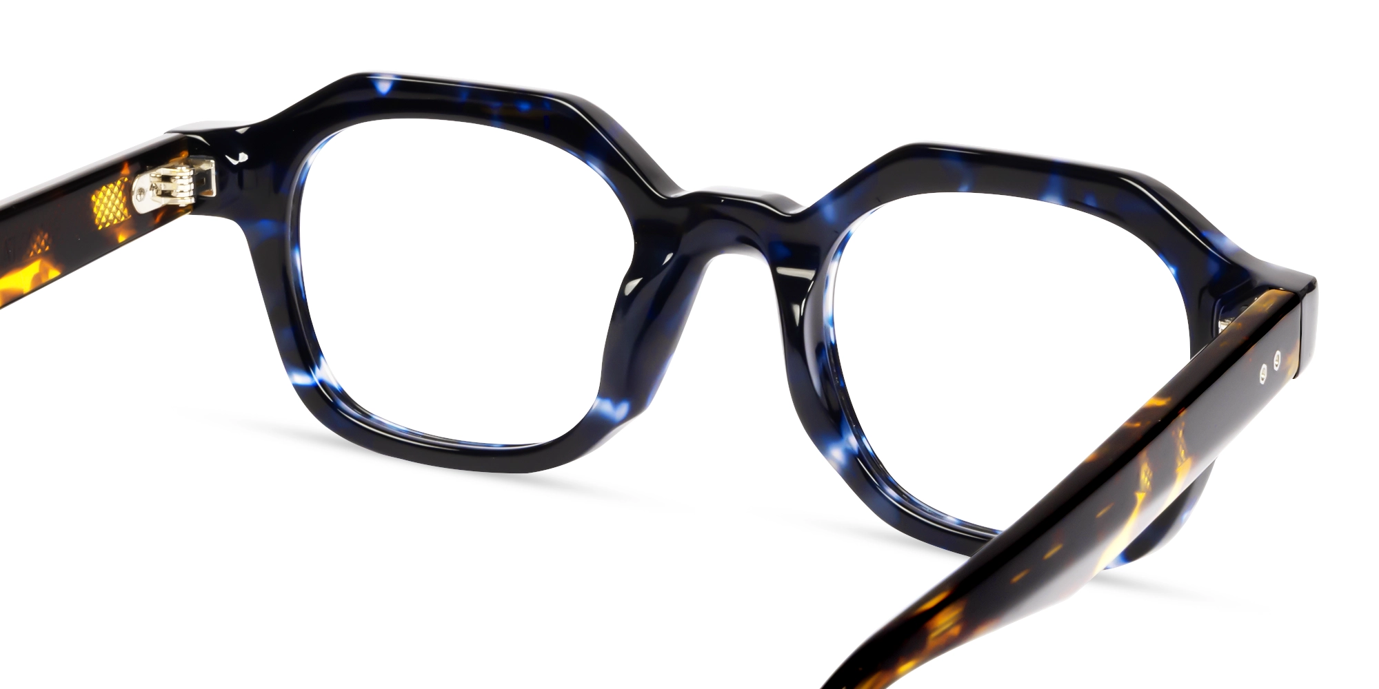 Blue Tortoise Hexagonal Thick Frame Glasses-4