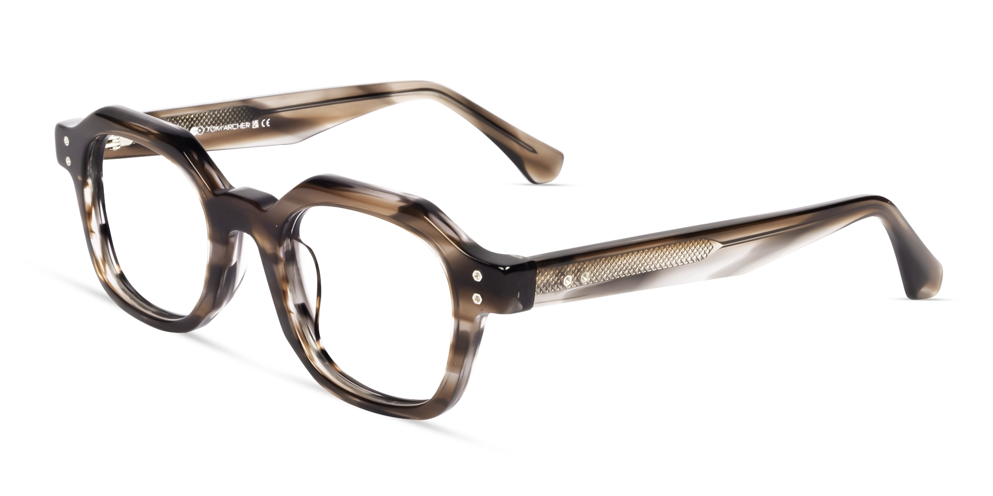 Brown Marble Small Thick Frame Glasses-2