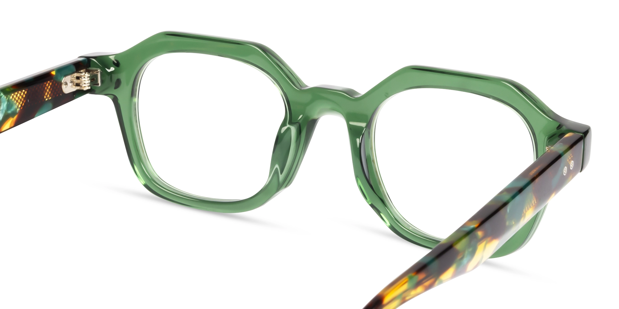 Crystal Green Small Thick Frame Glasses-4