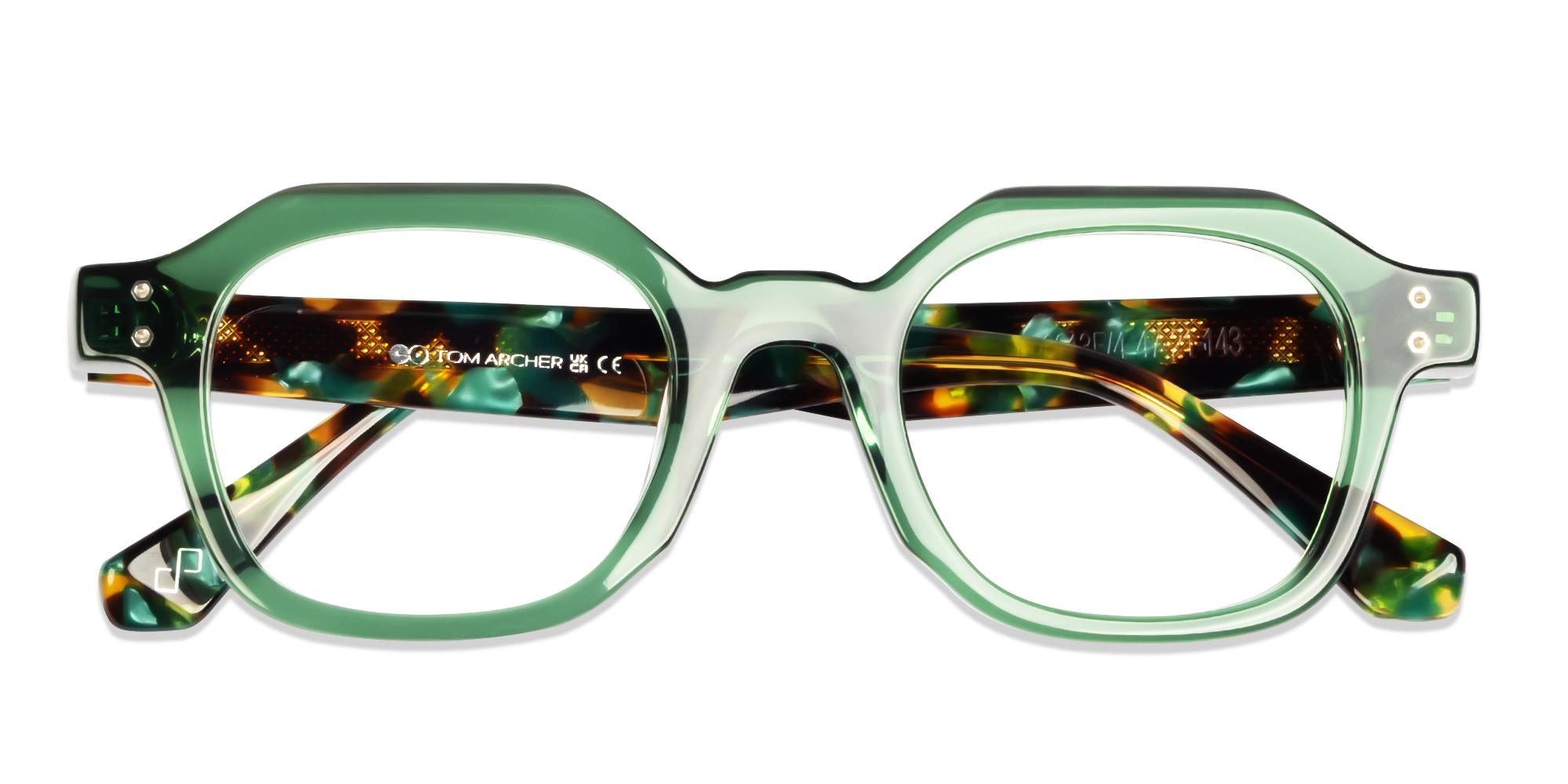 Crystal Green Small Thick Frame Glasses-5