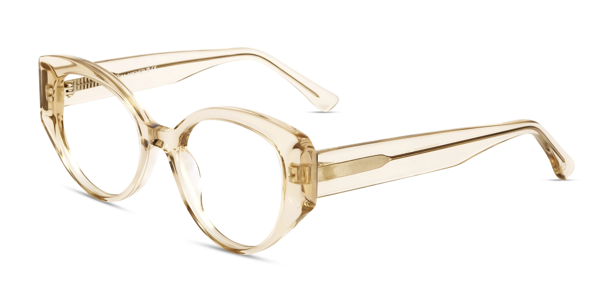 Water Beige Oversized Cateye Glasses-2